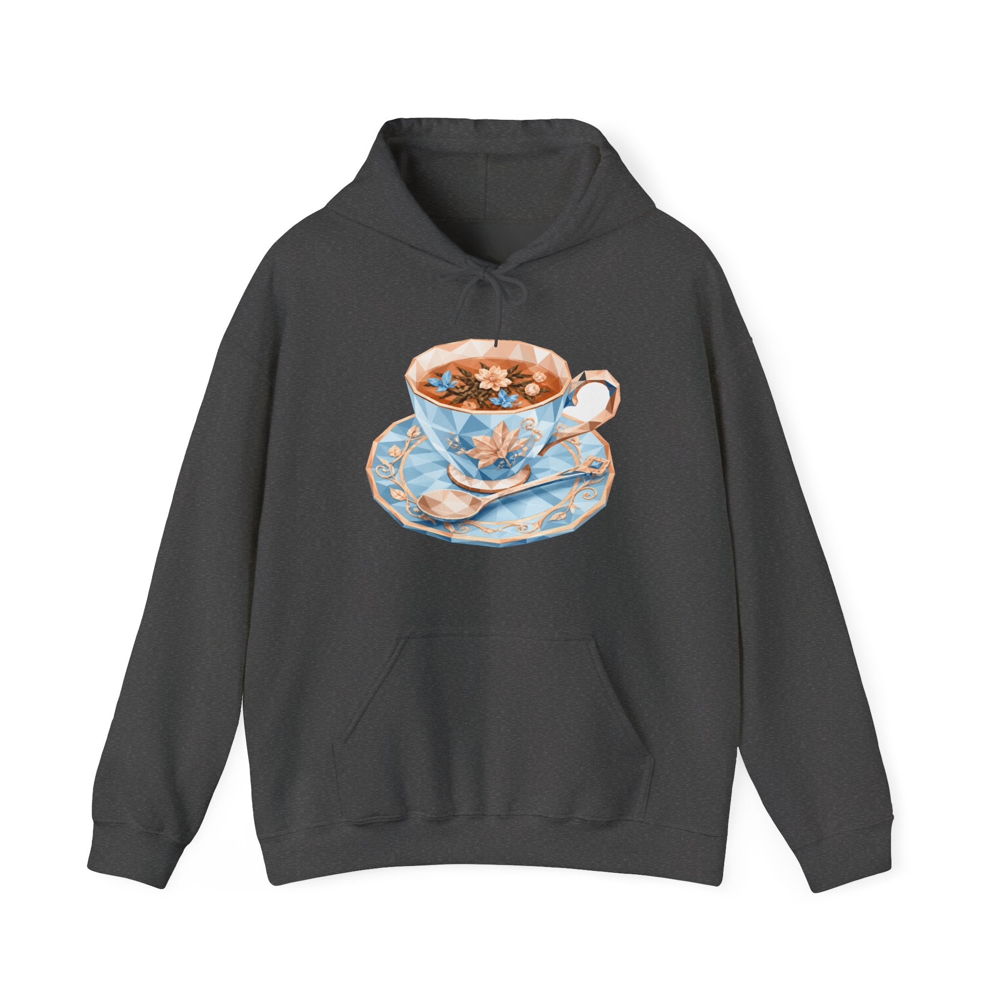 Matching Couple Sweatshirt - Coffee & Tea Matching Couple Hooded Sweatshirt Geometric Art His Hers Couple Gift - Design B