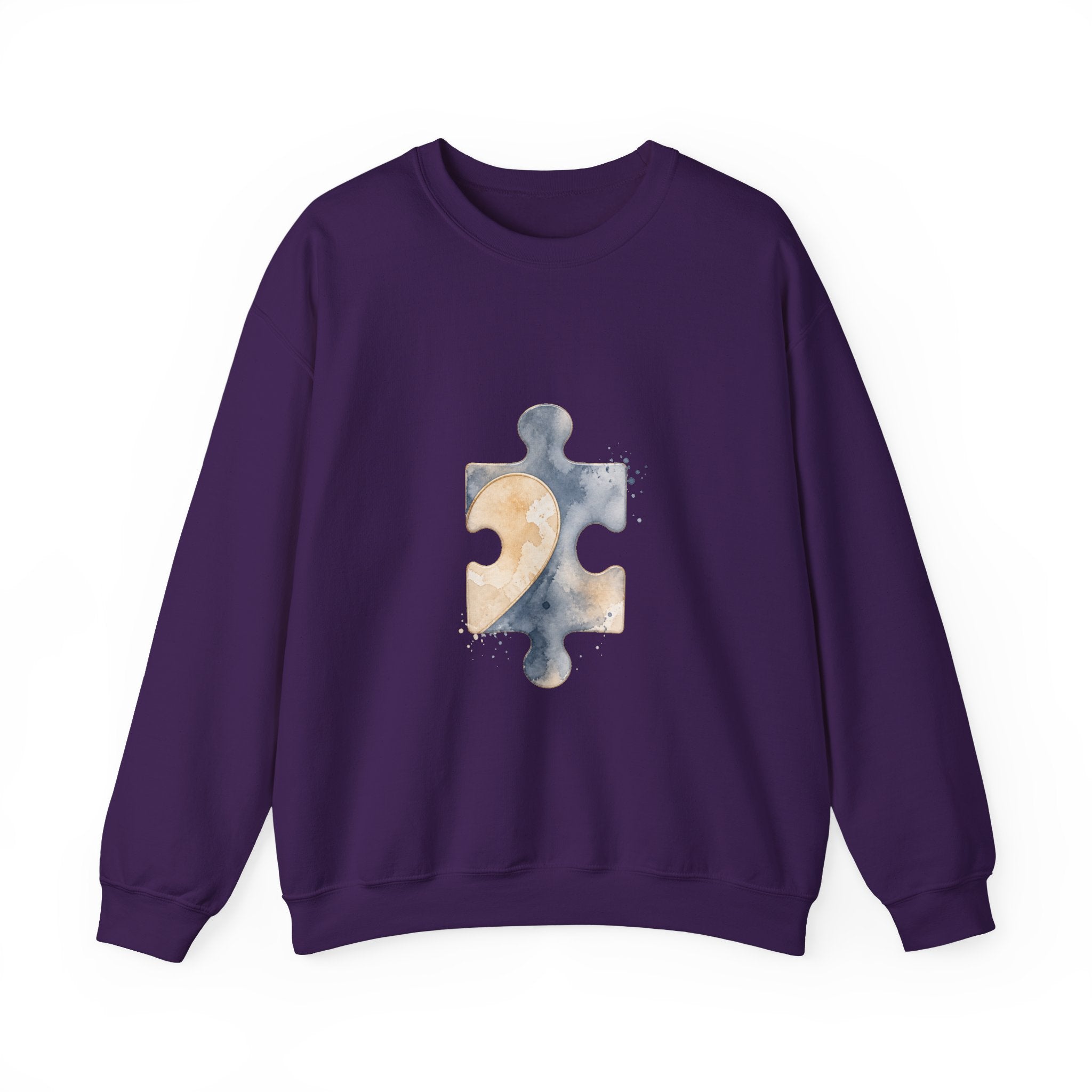 Matching Couple Sweatshirt - Puzzle Pieces Matching Couple Premium Fleece Sweatshirt Watercolor Art His Hers Birthday Gift - Design B
