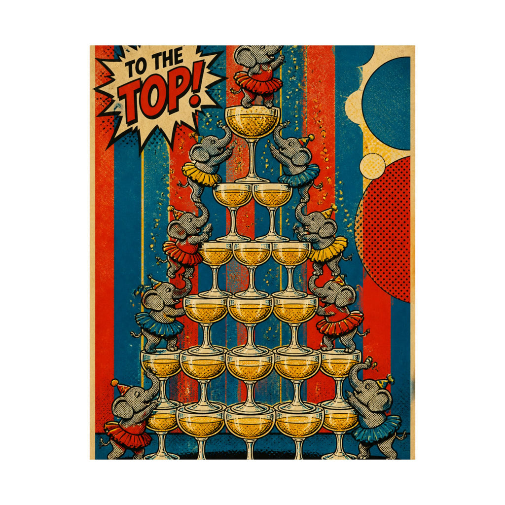Champagne Tower Elephants Wall Art Poster 24×36 Pop Art Restaurant Decor Maximalist Print