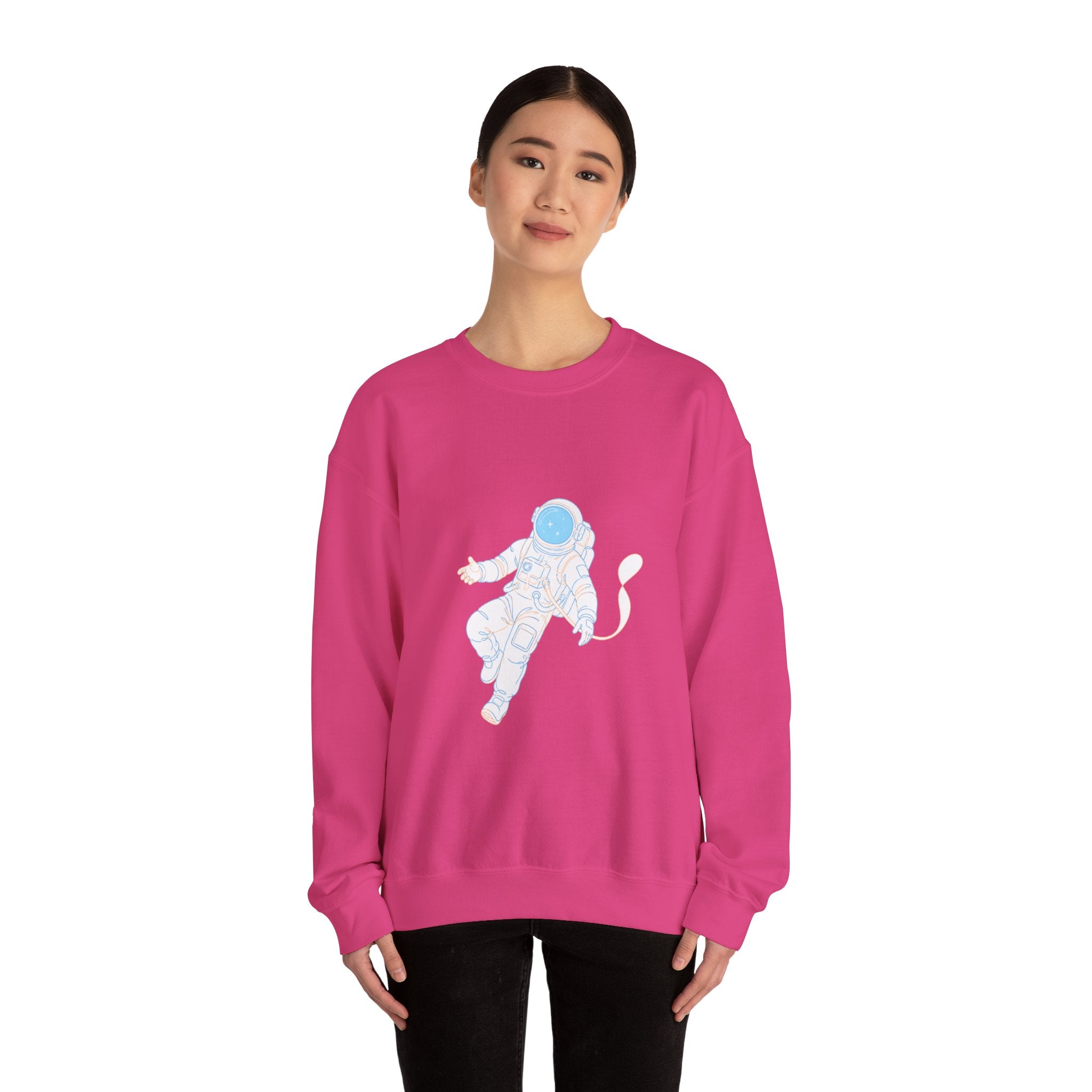 Matching Couple Sweatshirt - Astronaut & Planet Matching Couple Premium Fleece Sweatshirt Minimalist Art His Hers Christmas Gift - Design A