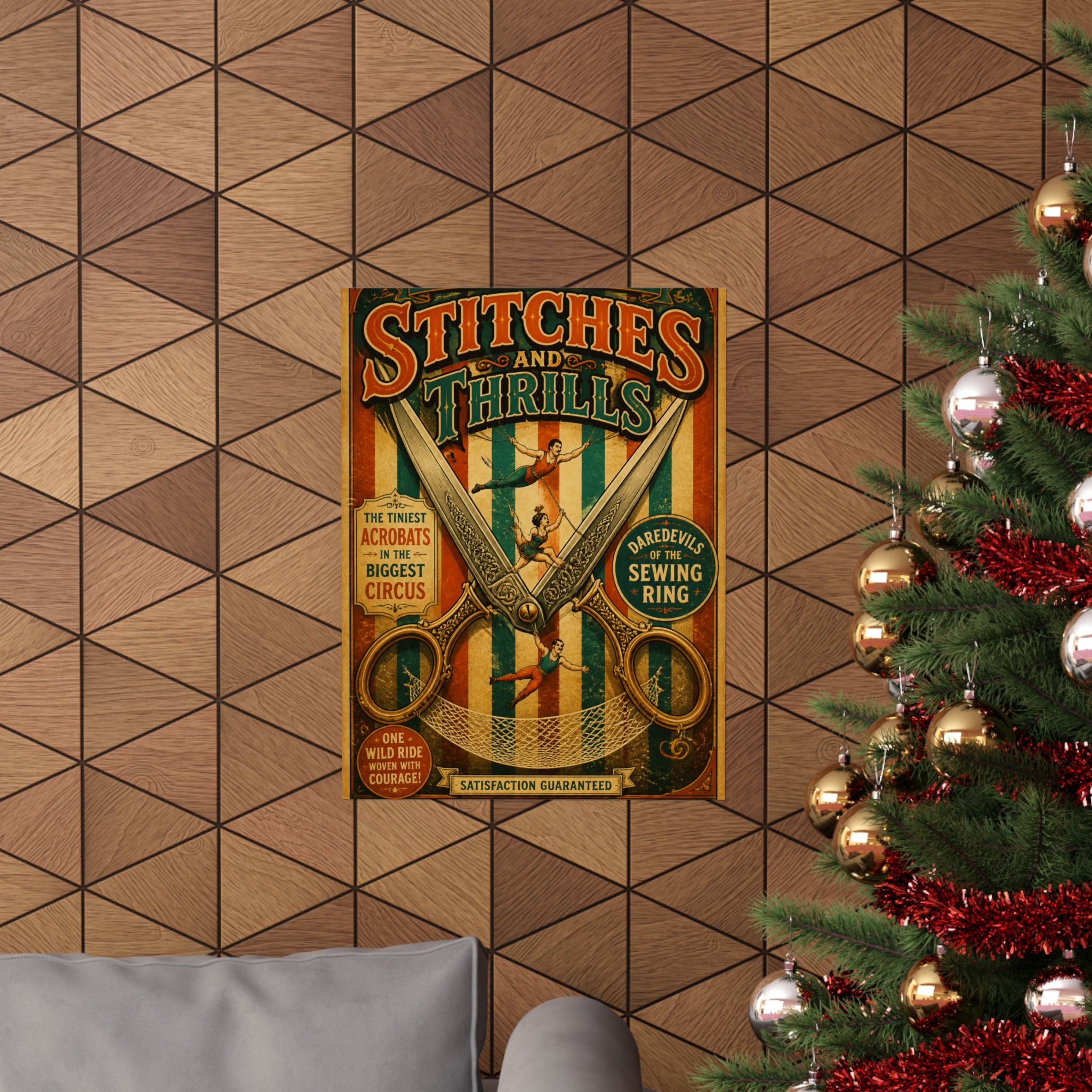 Giant Scissors Trapeze Wall Art Poster 24×36 Vintage Circus Bedroom Decor Maximalist Print
