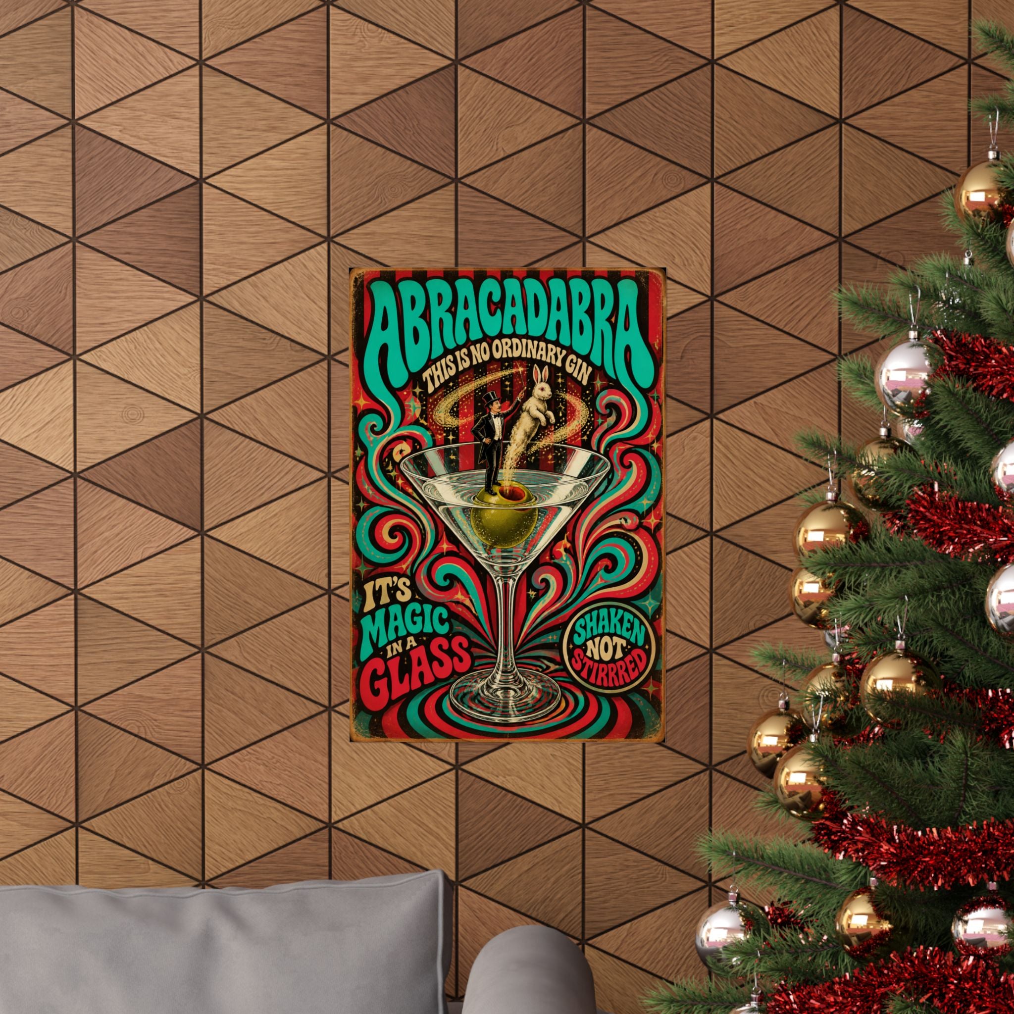 Martini Magician Wall Art Poster 24×36 Psychedelic Dining Room Decor Maximalist Print