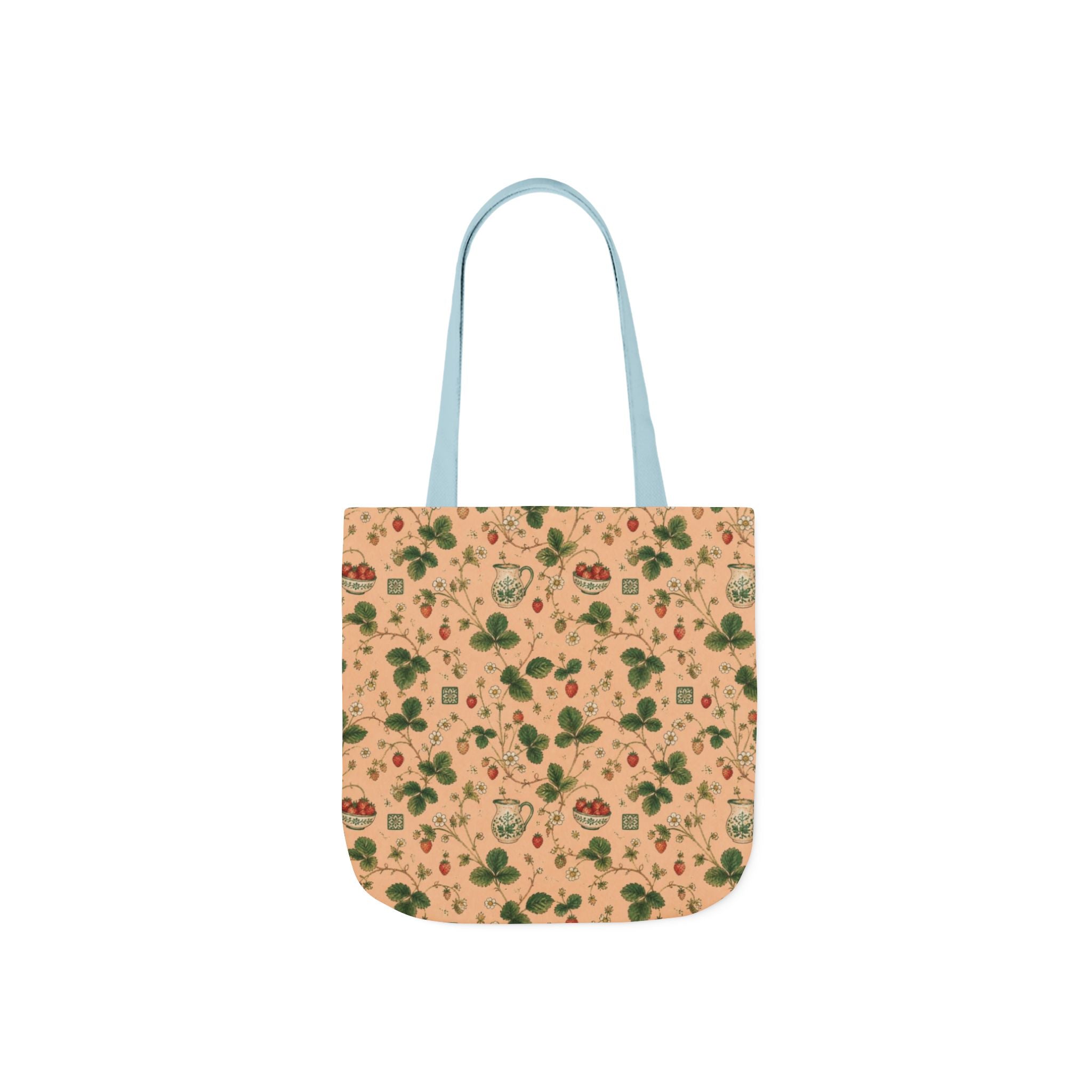 Wild Strawberries Canvas Tote Bag Mediterranean Kitchen Watercolor Design Italian Cottagecore Gift