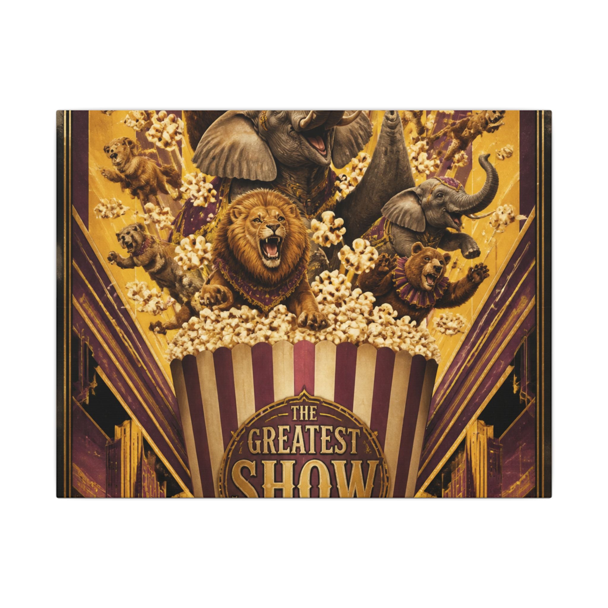 Popcorn Box Animals Wall Art Canvas 24×36 Art Deco Bar Area Decor Maximalist Print