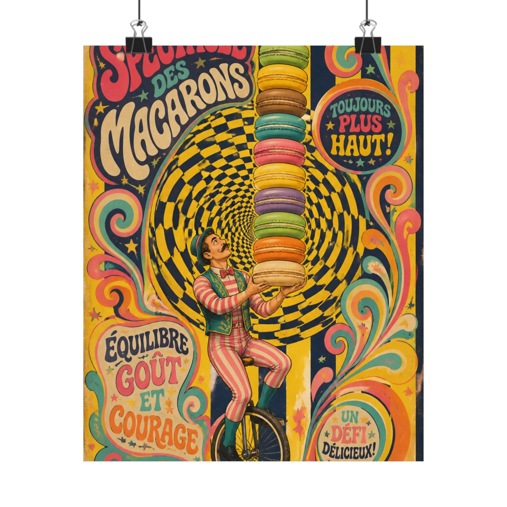 Macaron Balancing Tower Wall Art Poster 24×36 Psychedelic Dining Room Decor Maximalist Print