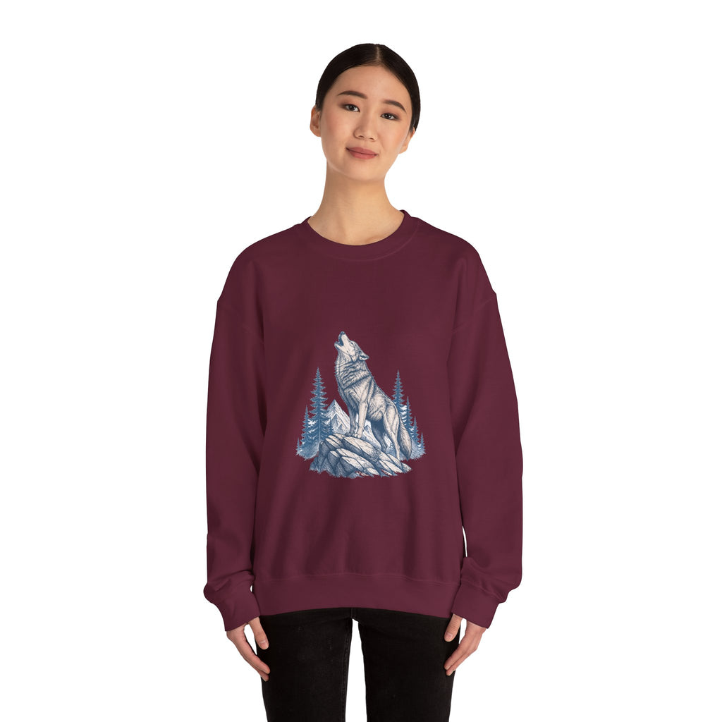 Matching Couple Sweatshirt - Wolf & Dove Matching Couple Premium Fleece Sweatshirt Hand-Drawn Art His Hers Anniversary Gift - Design A