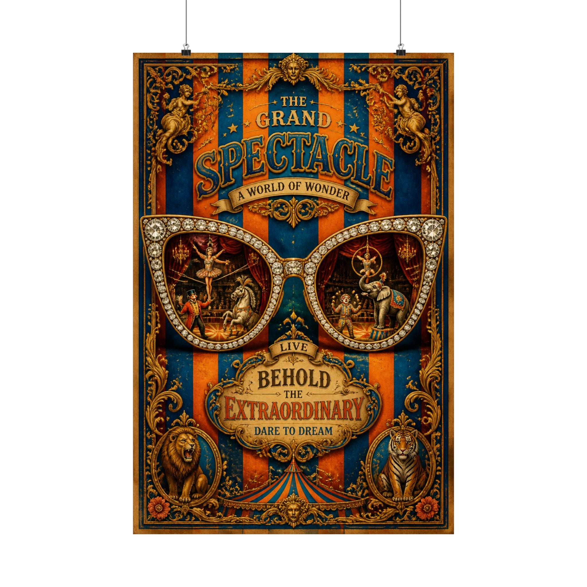 Sunglasses Circus Ring Wall Art Poster 24×36 Baroque Studio Decor Maximalist Print