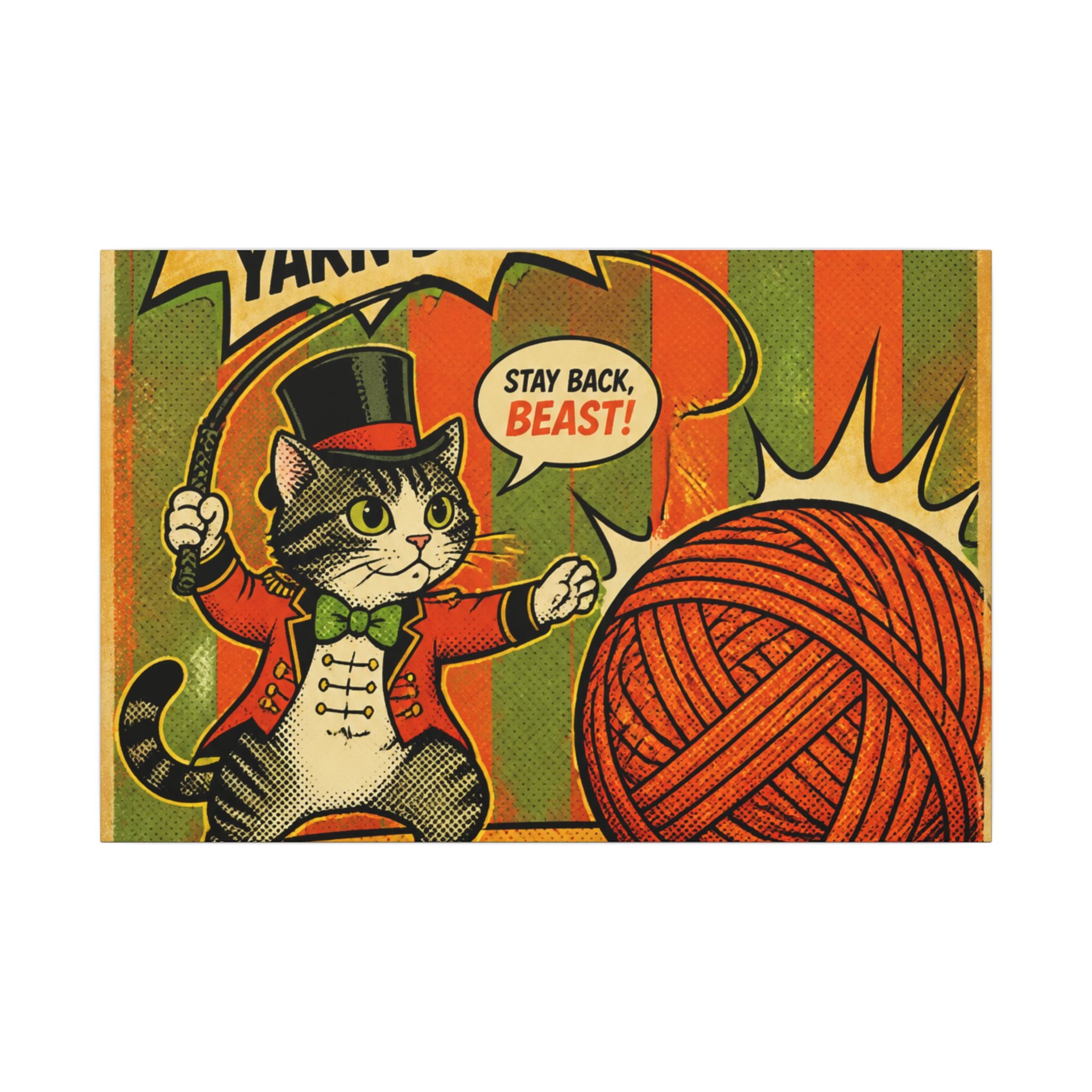 Cat Lion Tamer Wall Art Canvas 16×20 Pop Art Living Room Decor Maximalist Print