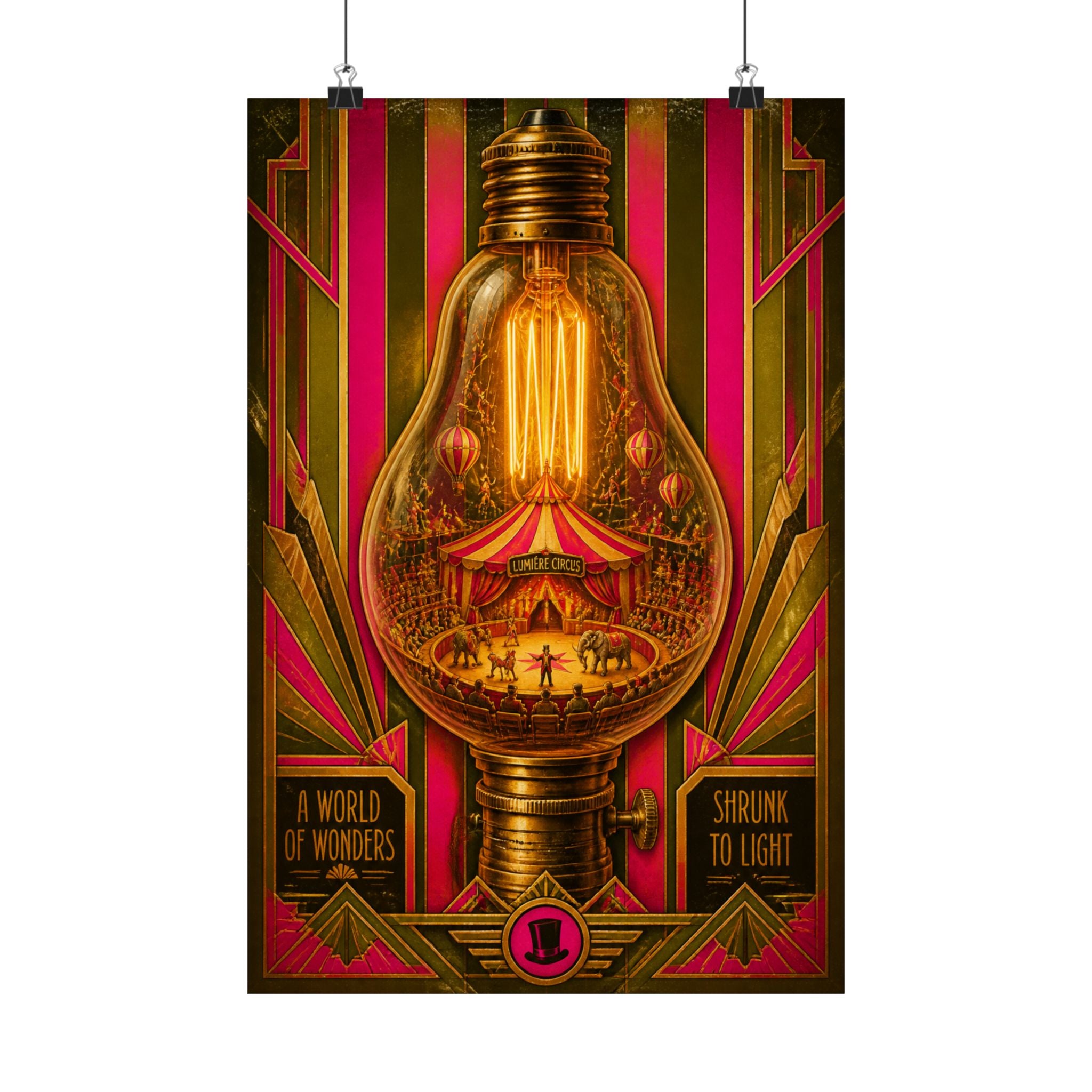 Light Bulb Circus Wall Art Poster 18×24 Art Deco Entryway Decor Maximalist Print