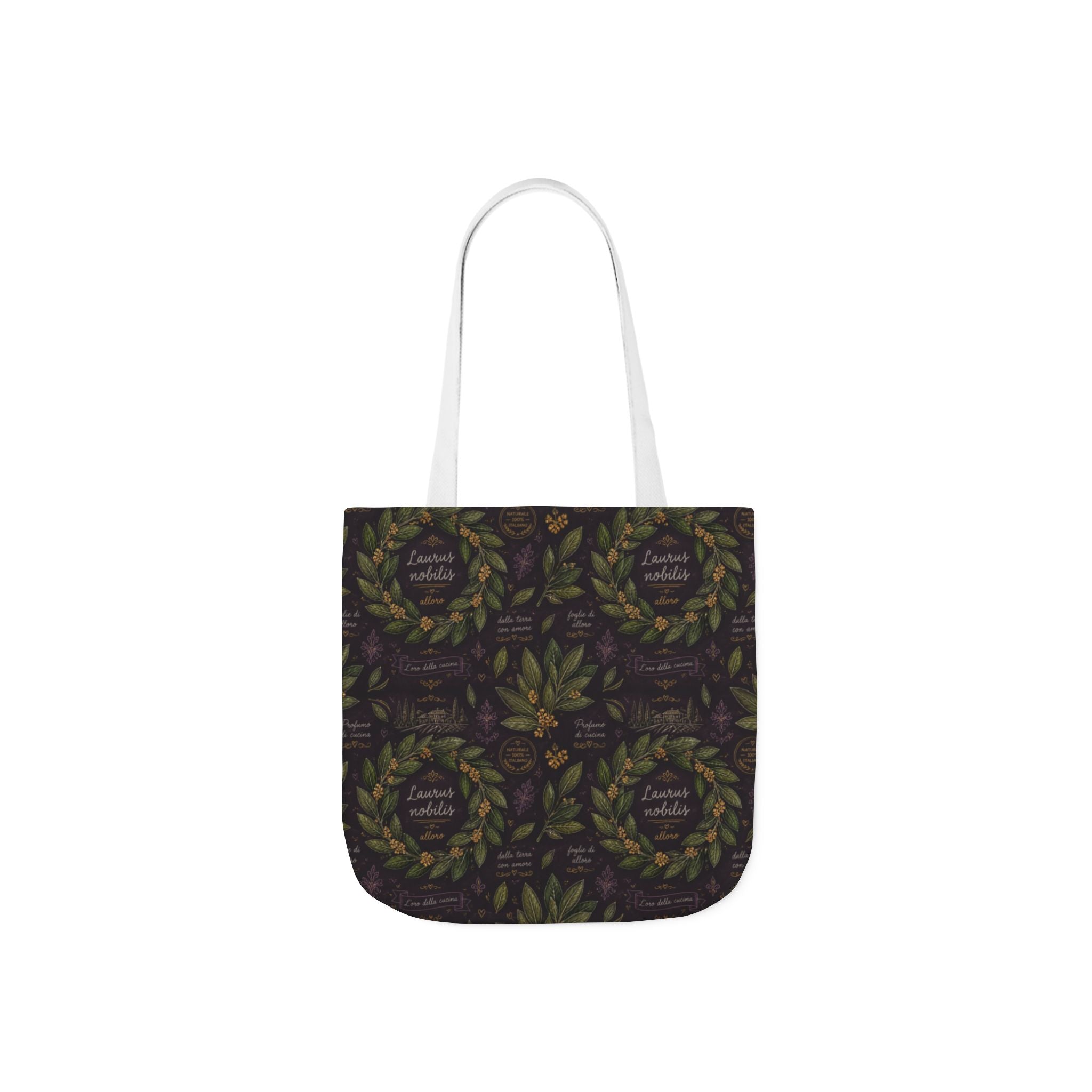 Bay Laurel Wreath Canvas Tote Bag Mediterranean Kitchen Chalk Art Design Italian Cottagecore Gift