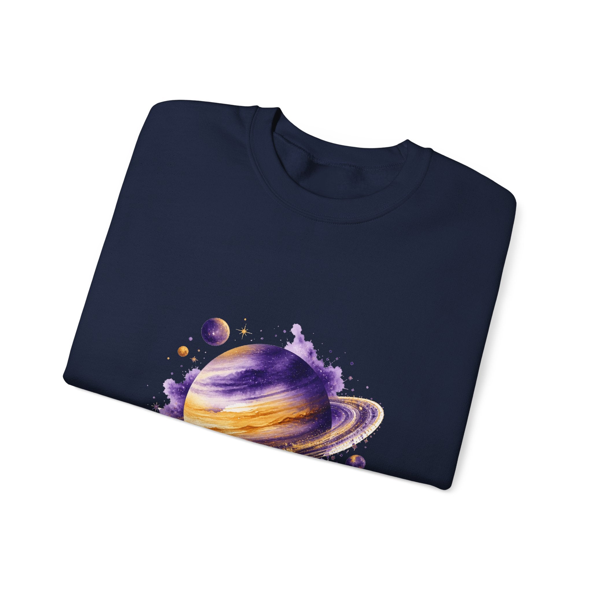 Matching Couple Sweatshirt - Astronaut & Planet Matching Couple Comfort Colors Crew Watercolor Art His Hers Birthday Gift - Design B