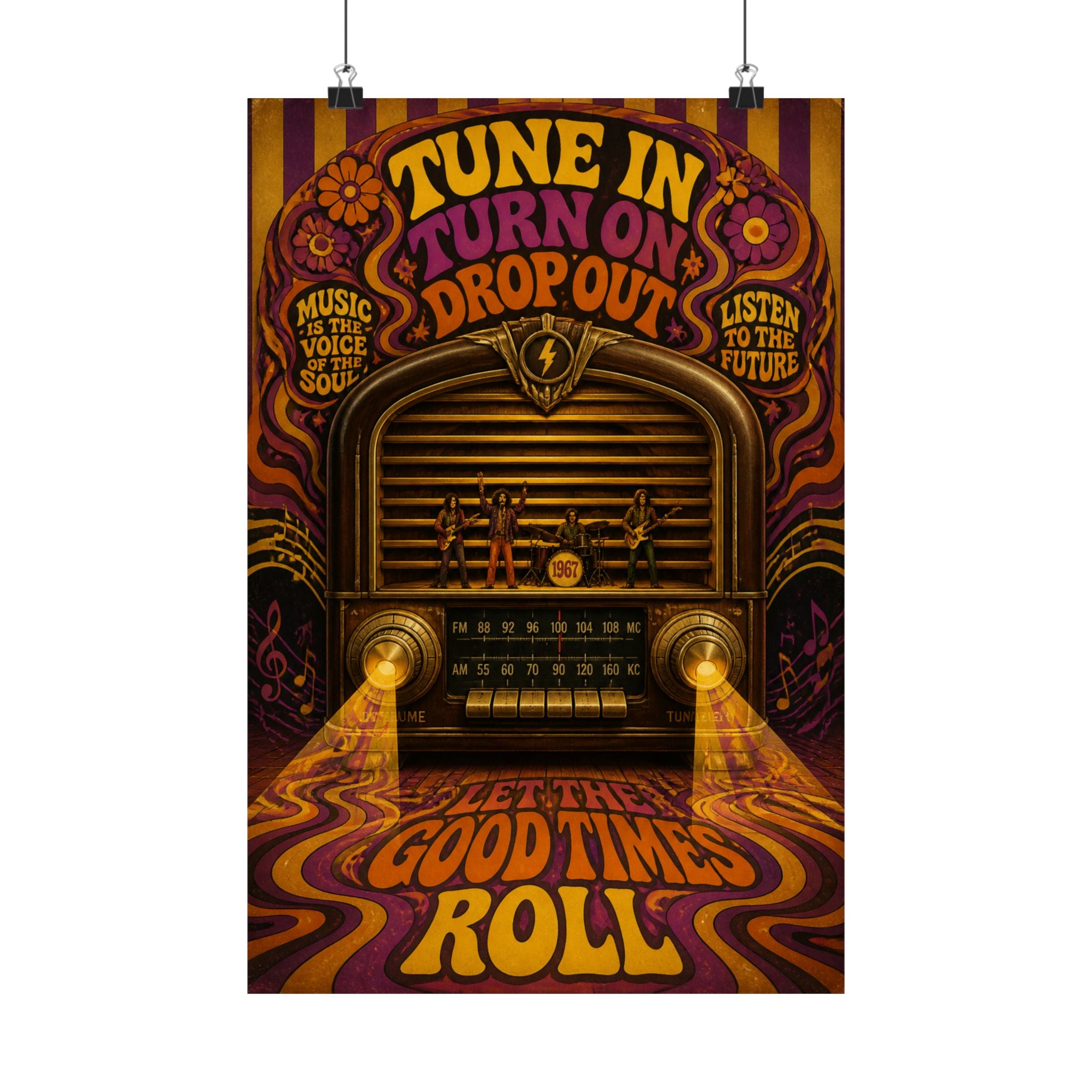 Vintage Radio Stage Wall Art Poster 18×24 Psychedelic Cafe Decor Maximalist Print