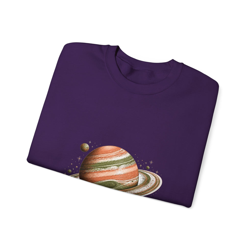 Matching Couple Sweatshirt - Astronaut & Planet Matching Couple Comfort Colors Crew Hand-Drawn Art His Hers Anniversary Gift - Design B