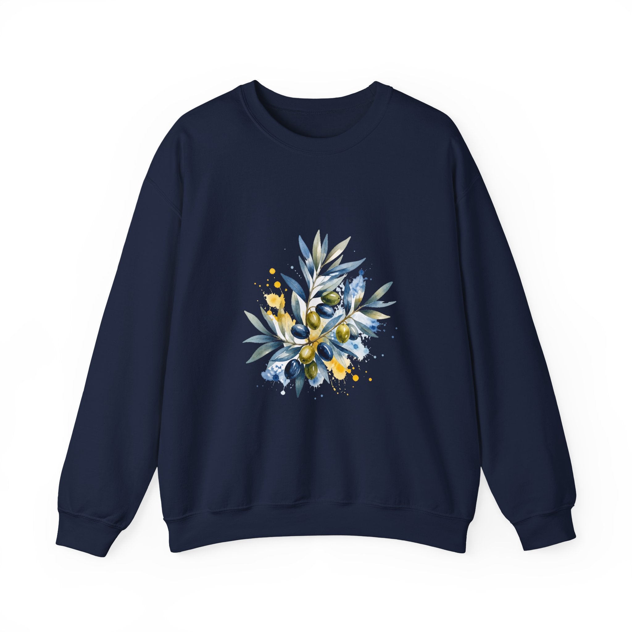 Matching Couple Sweatshirt - Olive Branch & Fig Matching Couple Premium Fleece Sweatshirt Watercolor Art His Hers Birthday Gift - Design A