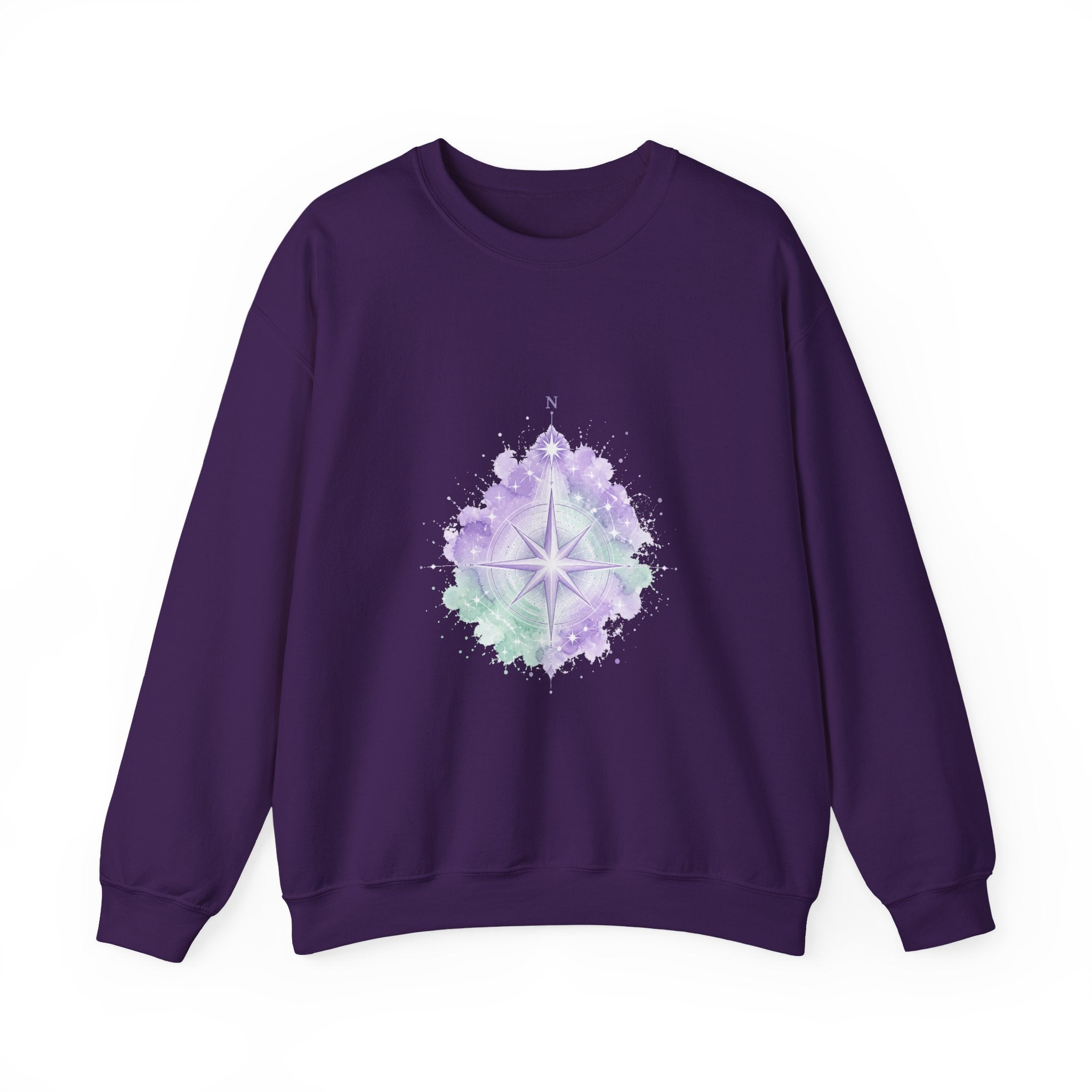 Matching Couple Sweatshirt - Shooting Star & North Star Matching Couple Crewneck Sweatshirt Watercolor Art His Hers Engagement Gift - Design B
