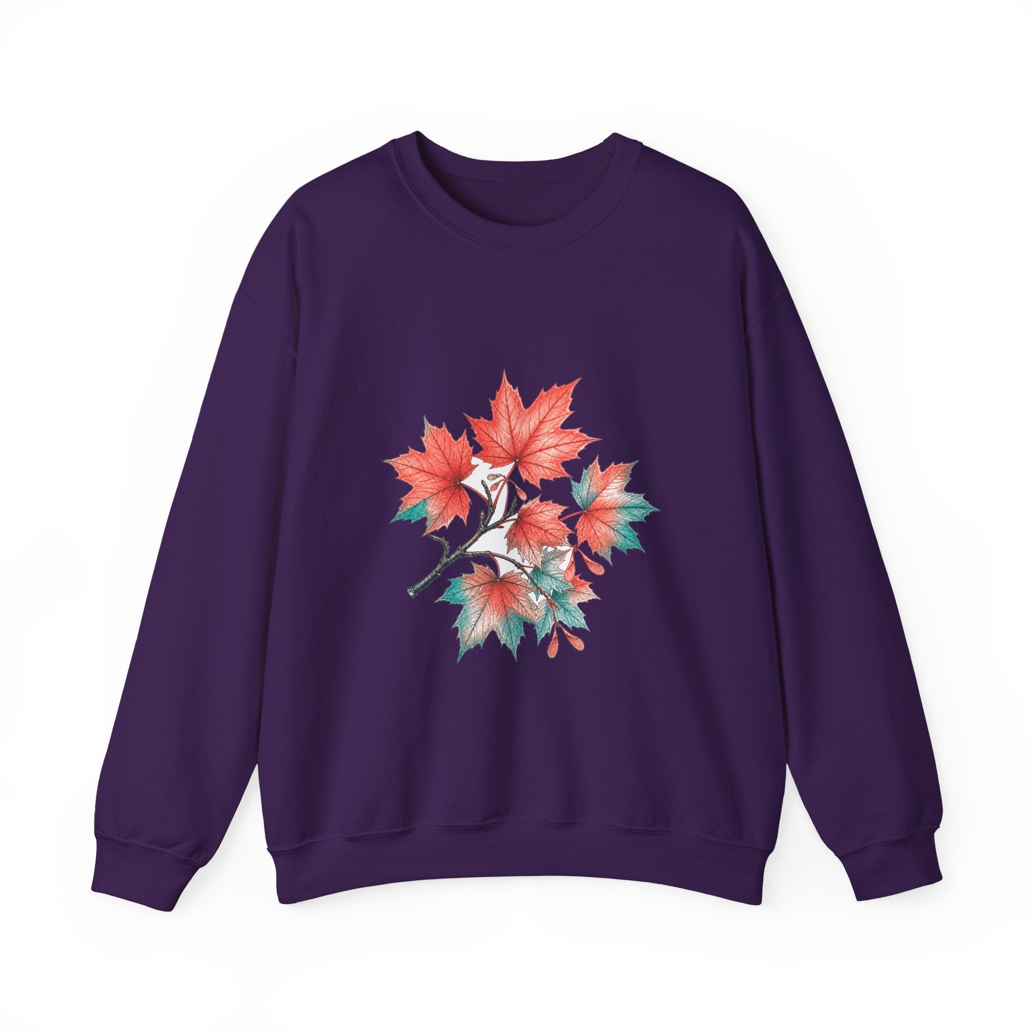 Matching Couple Sweatshirt - Cherry Blossom & Maple Leaf Matching Couple Premium Fleece Sweatshirt Hand-Drawn Art His Hers Anniversary Gift - Design B