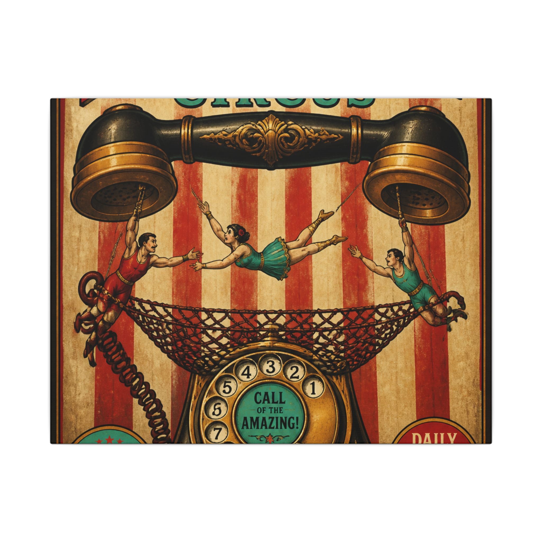 Vintage Telephone Booth Wall Art Canvas 24×36 Vintage Circus Bedroom Decor Maximalist Print