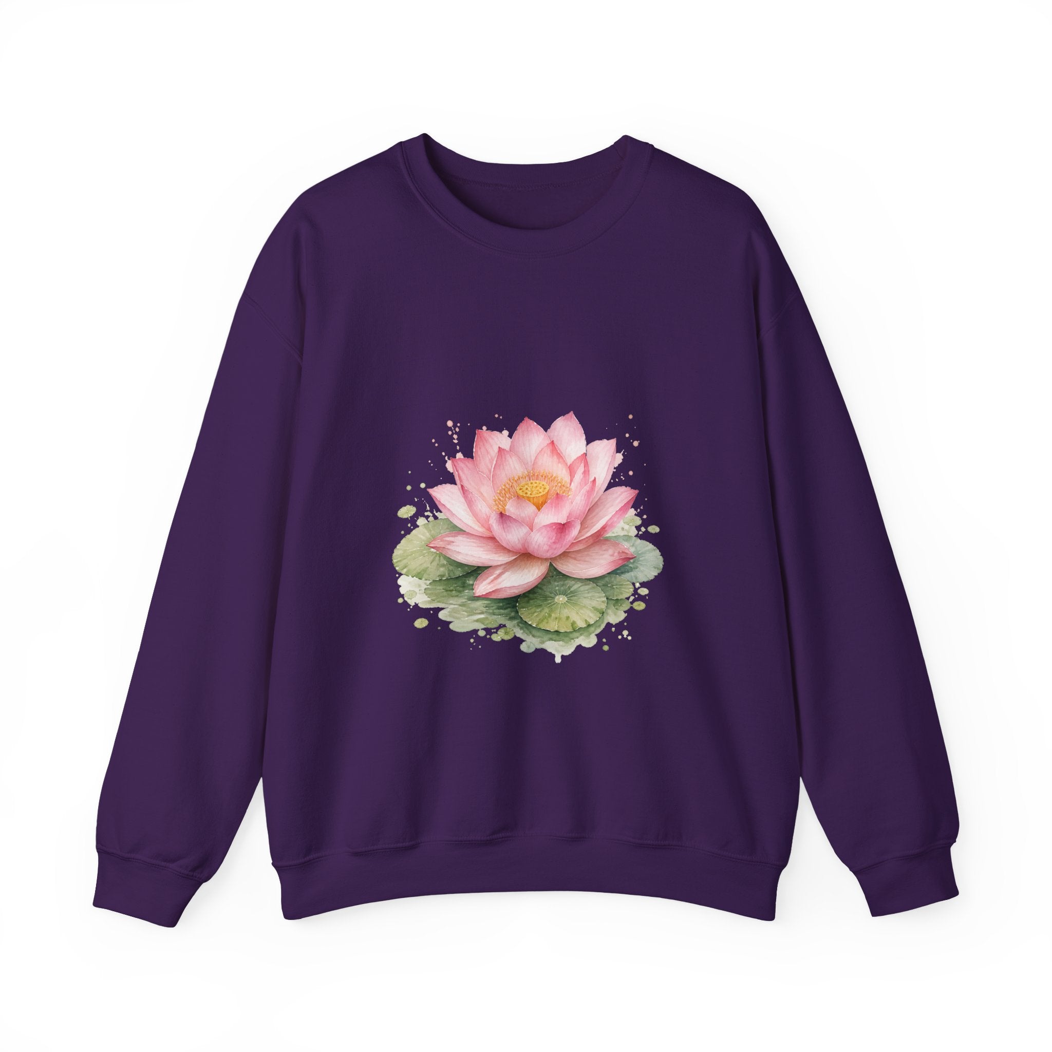 Matching Couple Sweatshirt - Open & Closed Lotus Matching Couple Premium Fleece Sweatshirt Watercolor Art His Hers Birthday Gift - Design A