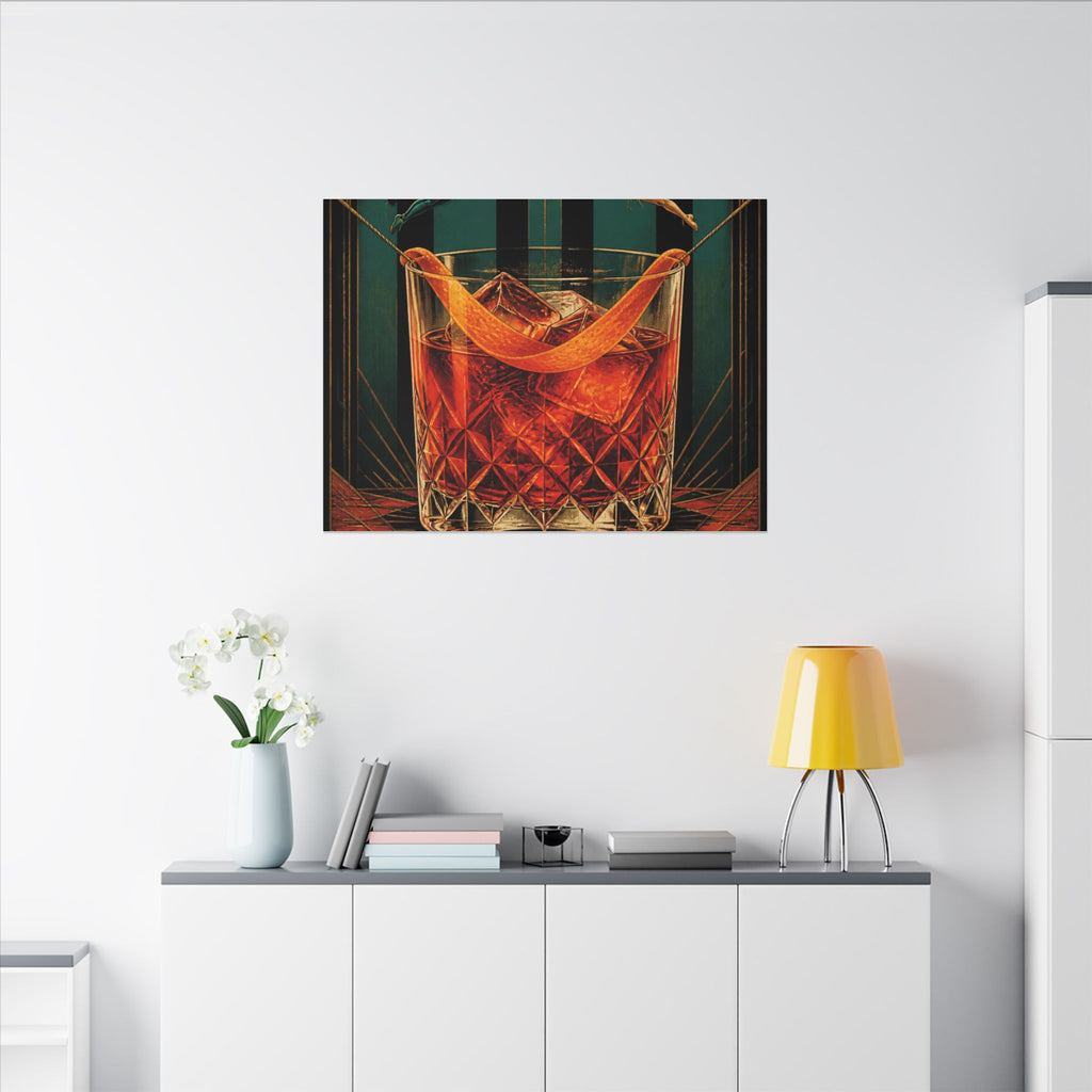 Negroni Trapeze Act Wall Art Canvas 24×36 Art Deco Bar Area Decor Maximalist Print