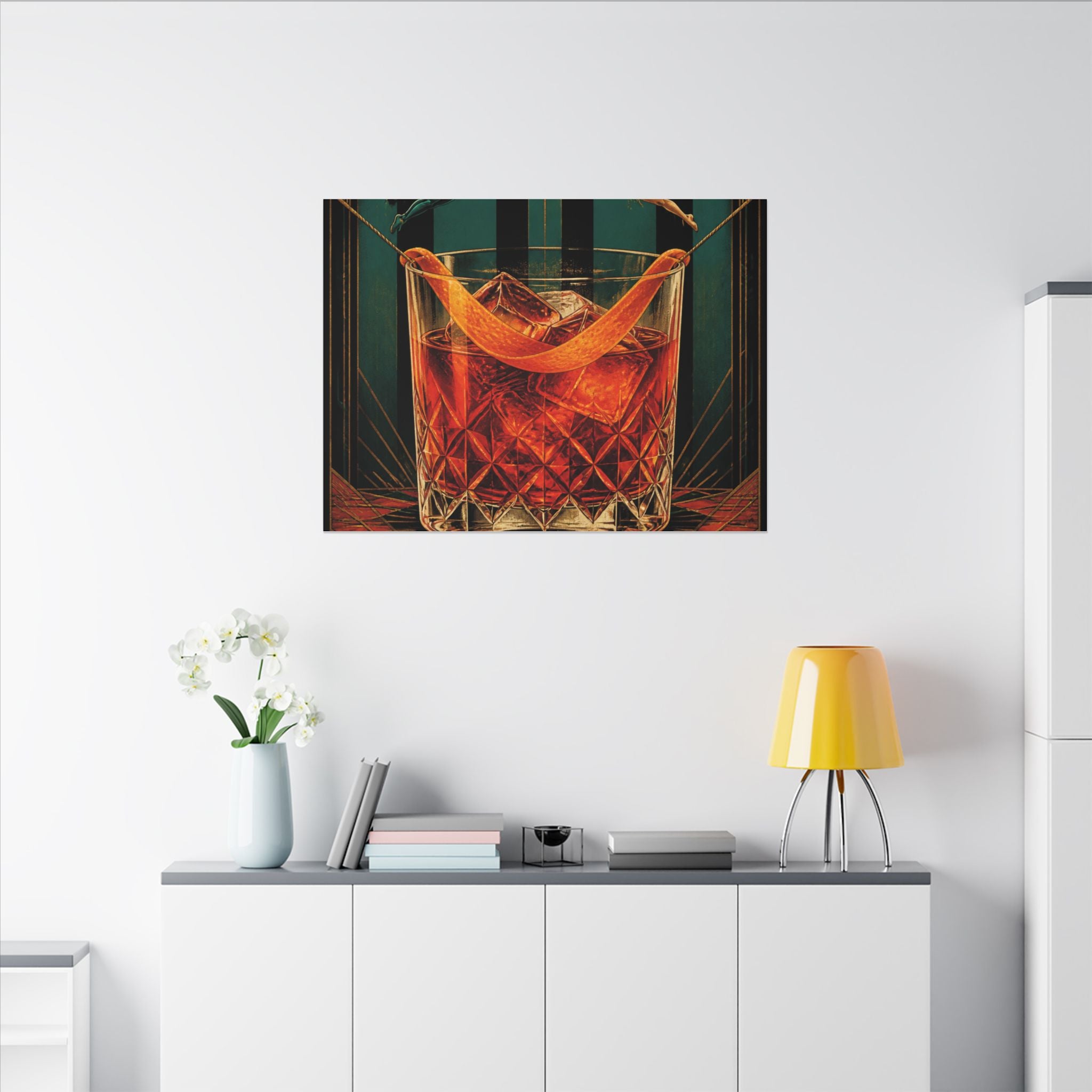 Negroni Trapeze Act Wall Art Canvas 24×36 Art Deco Bar Area Decor Maximalist Print