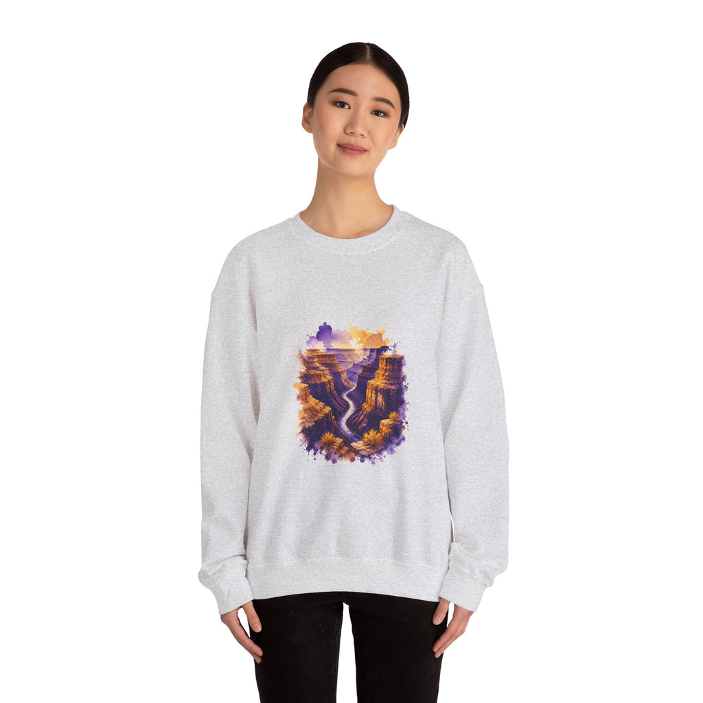 Matching Couple Sweatshirt - Lavender Fields & Canyon Matching Couple Premium Fleece Sweatshirt Watercolor Art His Hers Birthday Gift - Design B