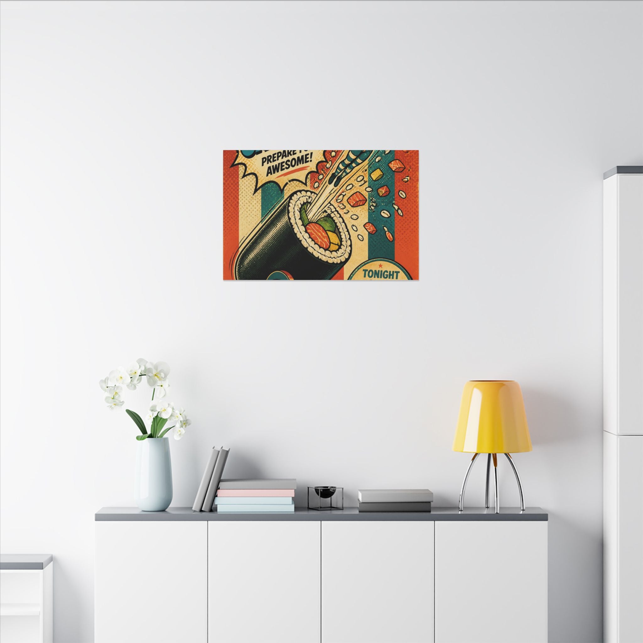 Sushi Roll Cannon Wall Art Canvas 16×20 Pop Art Living Room Decor Maximalist Print
