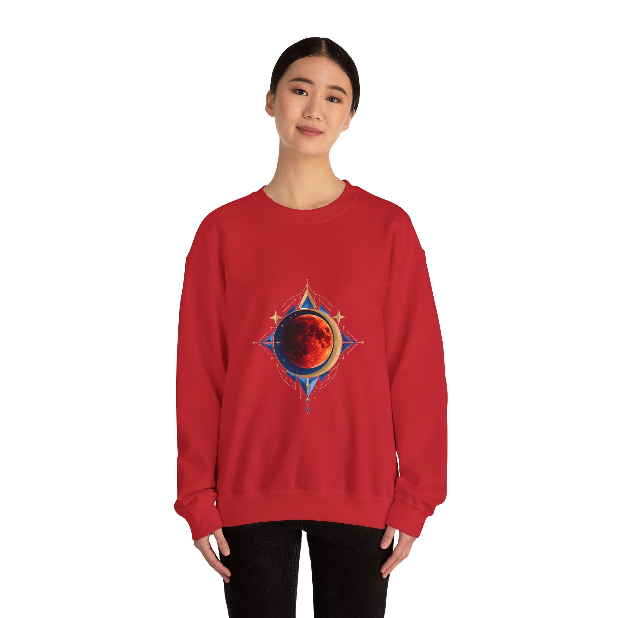 Matching Couple Sweatshirt - Solar & Lunar Eclipse Matching Couple Crewneck Sweatshirt Geometric Art His Hers Couple Gift - Design B