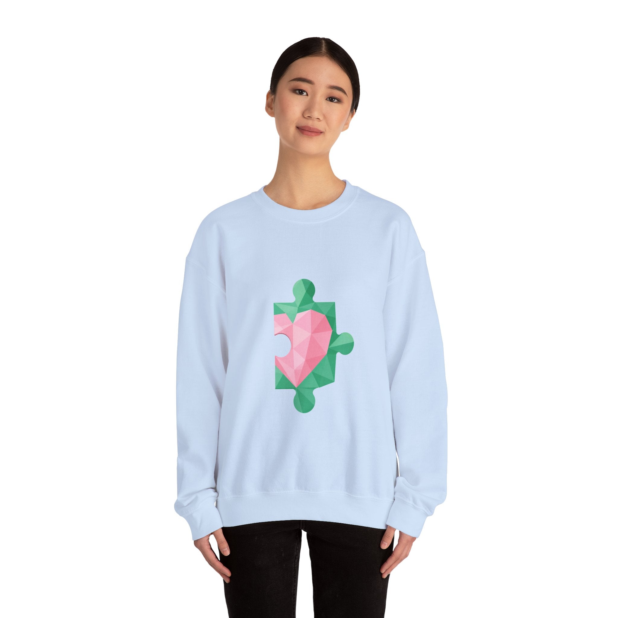 Matching Couple Sweatshirt - Puzzle Pieces Matching Couple Crewneck Sweatshirt Geometric Art His Hers Couple Gift - Design B