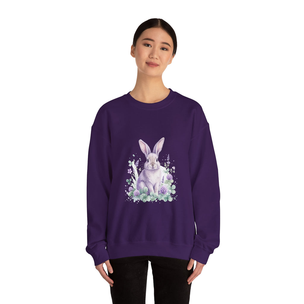 Matching Couple Sweatshirt - Fox & Rabbit Matching Couple Crewneck Sweatshirt Watercolor Art His Hers Engagement Gift - Design B