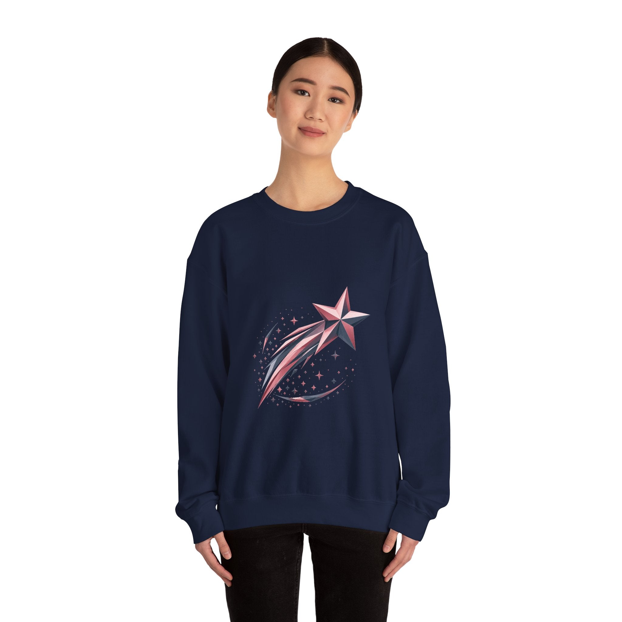 Matching Couple Sweatshirt - Shooting Star & North Star Matching Couple Crewneck Sweatshirt Geometric Art His Hers Couple Gift - Design A