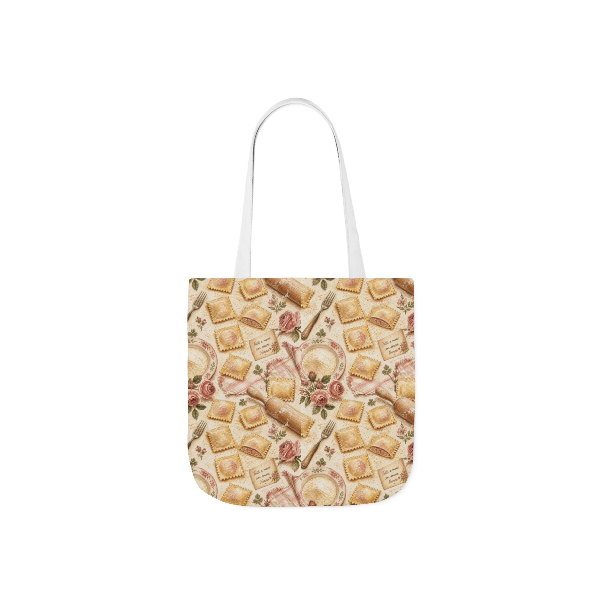 Fresh Ravioli Canvas Tote Bag Mediterranean Kitchen Watercolor Design Italian Cottagecore Gift