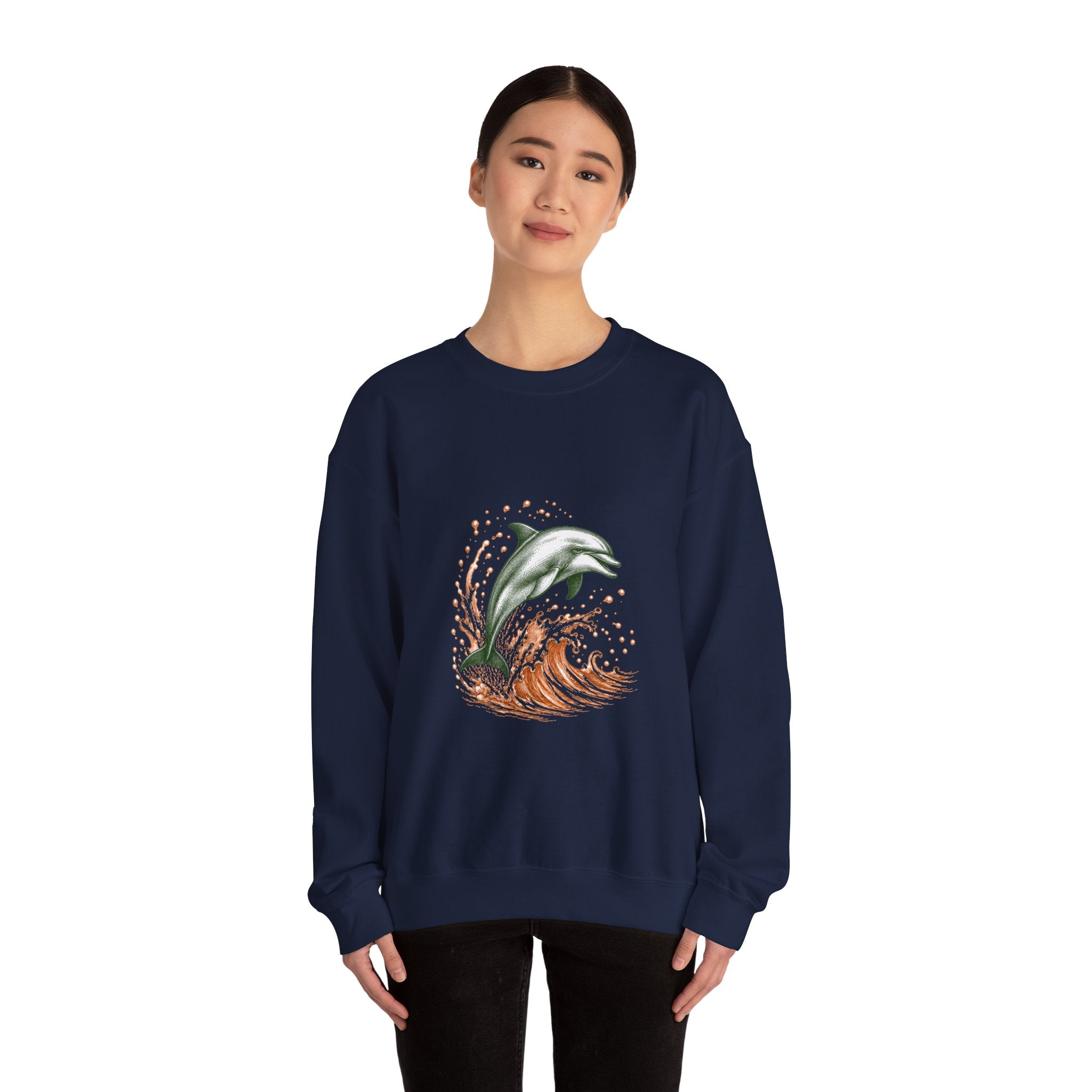 Matching Couple Sweatshirt - Shark & Dolphin Matching Couple Crewneck Sweatshirt Hand-Drawn Art His Hers Best Friend Gift - Design B