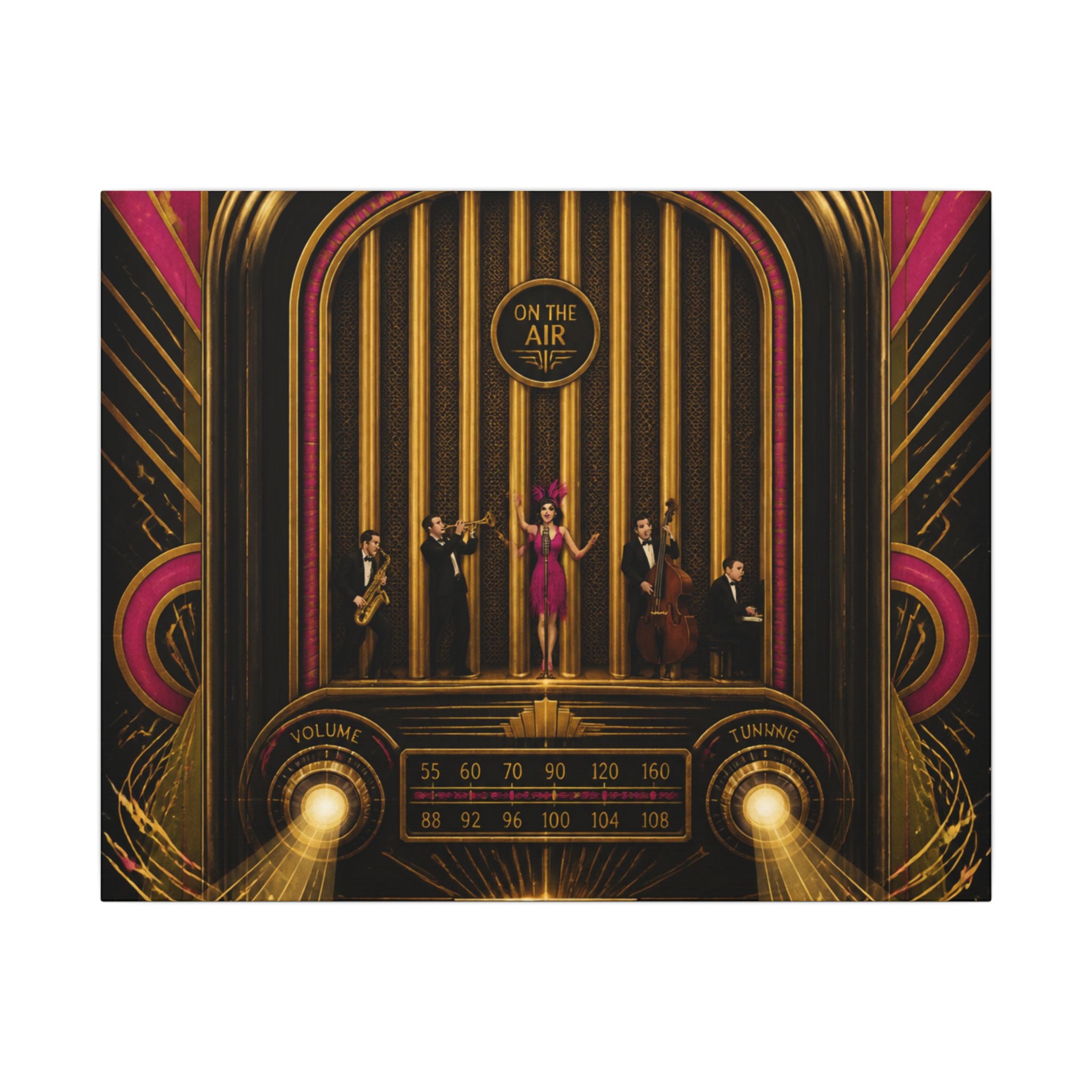 Vintage Radio Stage Wall Art Canvas 24×36 Art Deco Bar Area Decor Maximalist Print