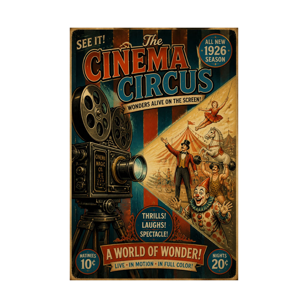 Film Camera Projector Show Wall Art Poster 24×36 Vintage Circus Bedroom Decor Maximalist Print