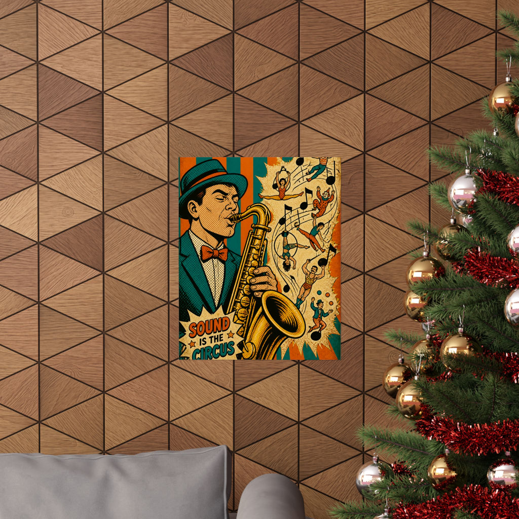 Saxophone Music Circus Wall Art Poster 24×36 Pop Art Restaurant Decor Maximalist Print