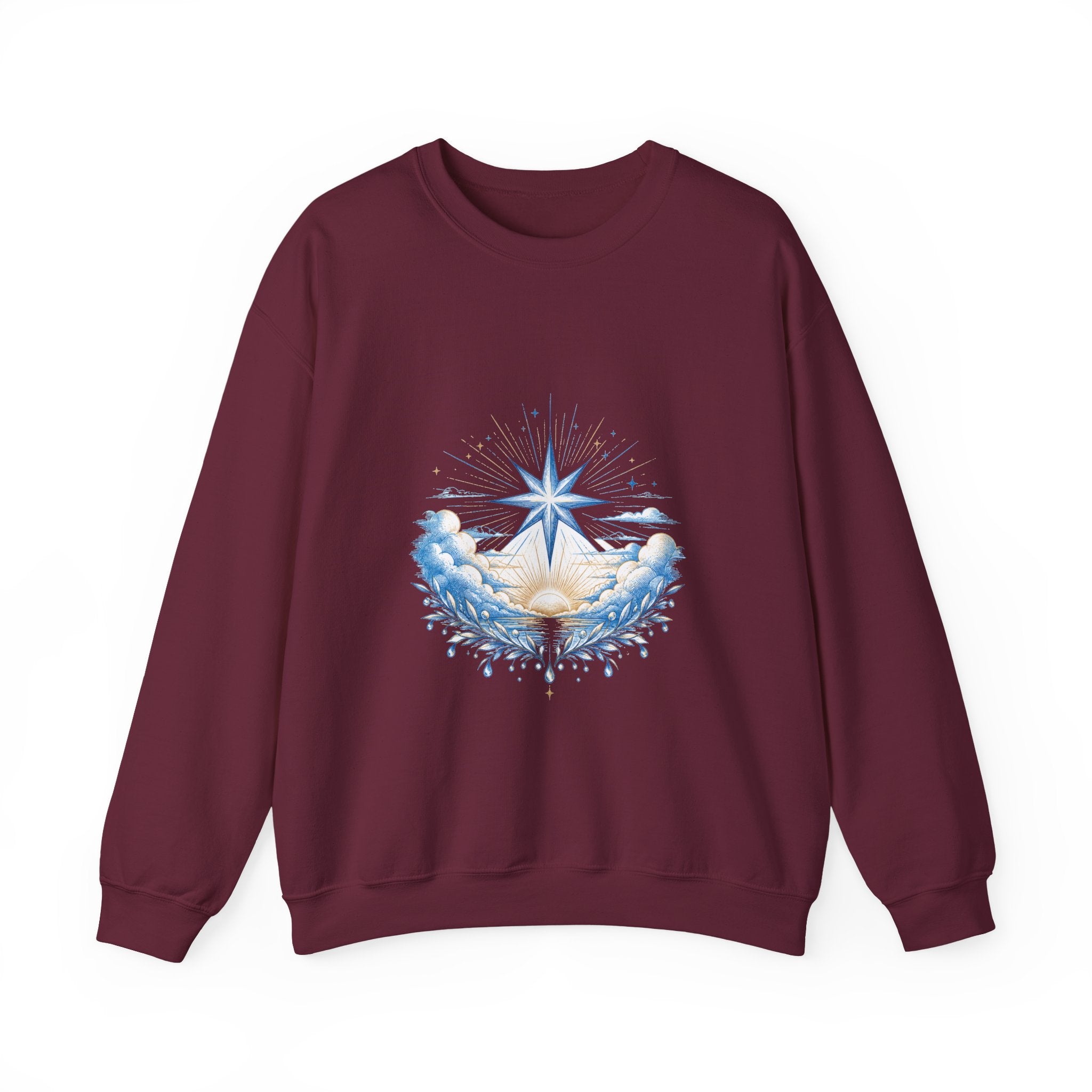 Matching Couple Sweatshirt - Evening & Morning Star Matching Couple Comfort Colors Crew Hand-Drawn Art His Hers Anniversary Gift - Design B
