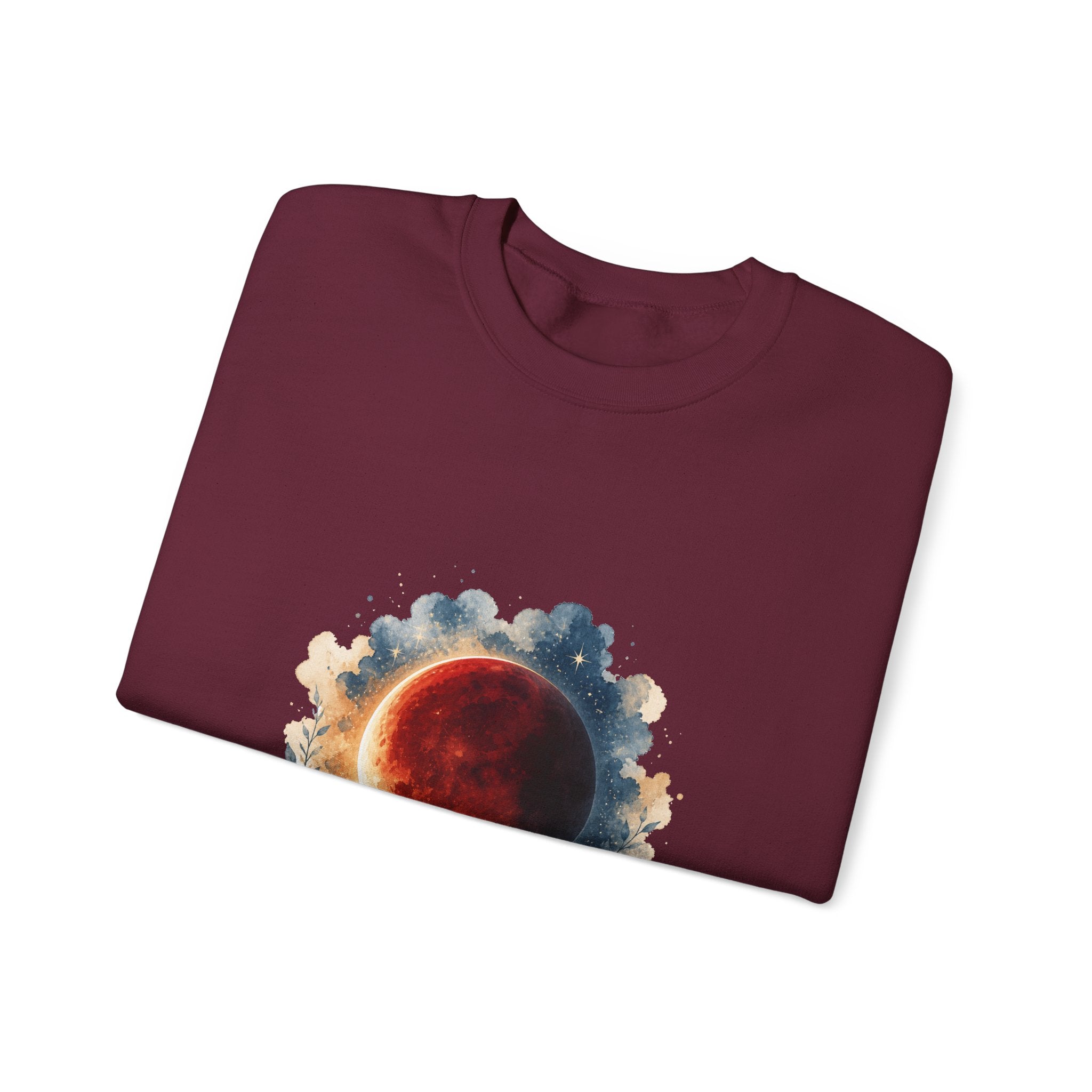 Matching Couple Sweatshirt - Solar & Lunar Eclipse Matching Couple Comfort Colors Crew Watercolor Art His Hers Birthday Gift - Design B