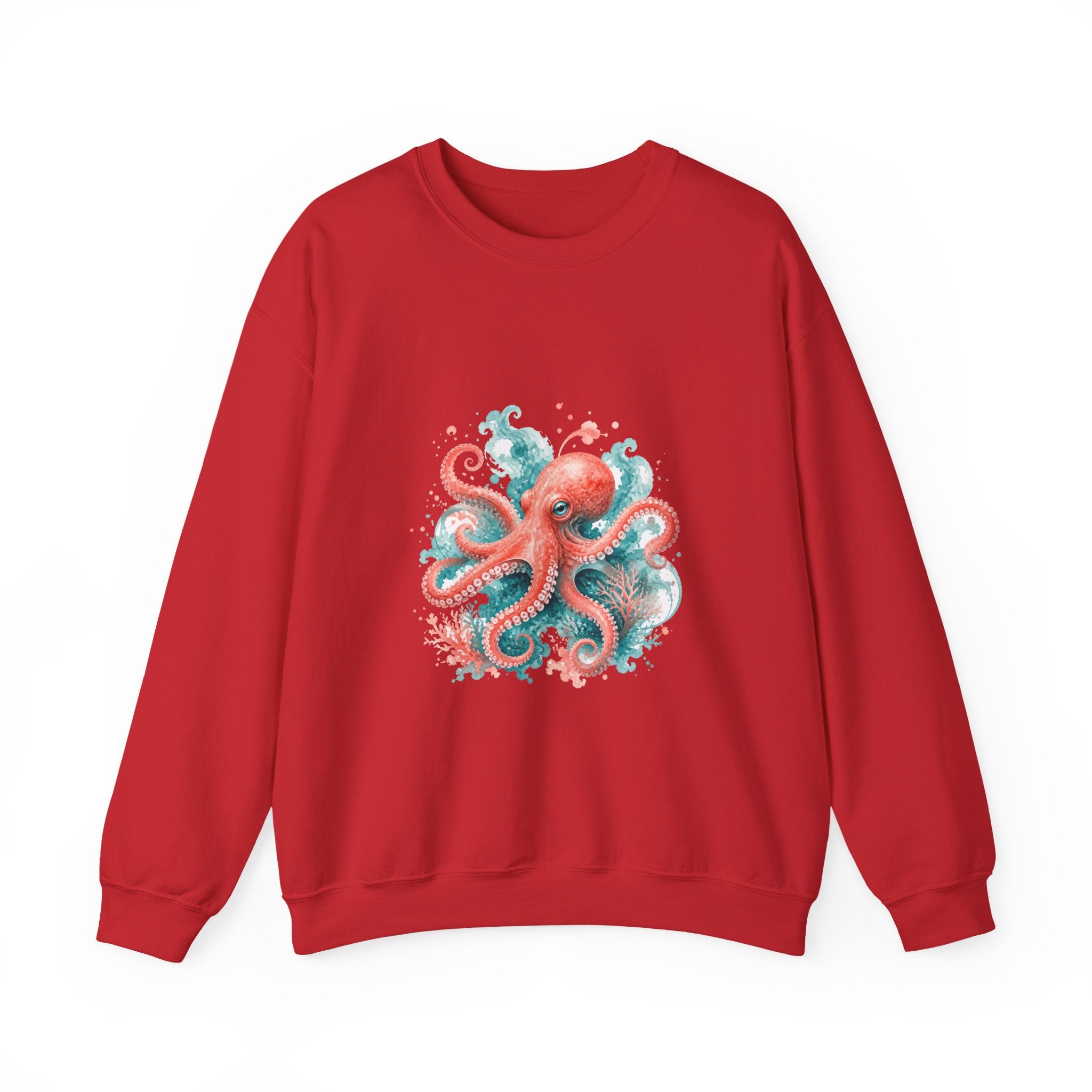 Matching Couple Sweatshirt - Octopus & Jellyfish Matching Couple Premium Fleece Sweatshirt Watercolor Art His Hers Birthday Gift - Design A