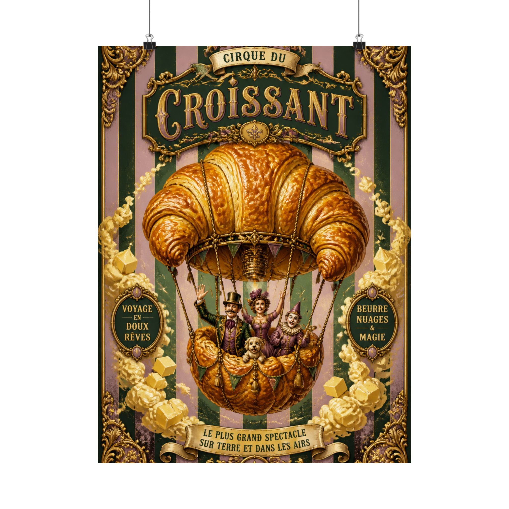 Croissant Hot Air Balloon Wall Art Poster 24×36 Baroque Studio Decor Maximalist Print