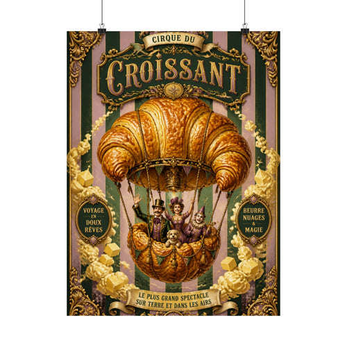 Croissant Hot Air Balloon Wall Art Poster 24×36 Baroque Studio Decor Maximalist Print