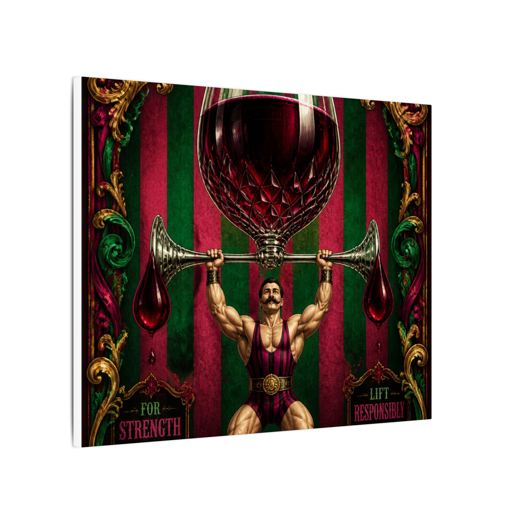 Wine Glass Strongman Wall Art Canvas 16×20 Baroque Home Office Decor Maximalist Print