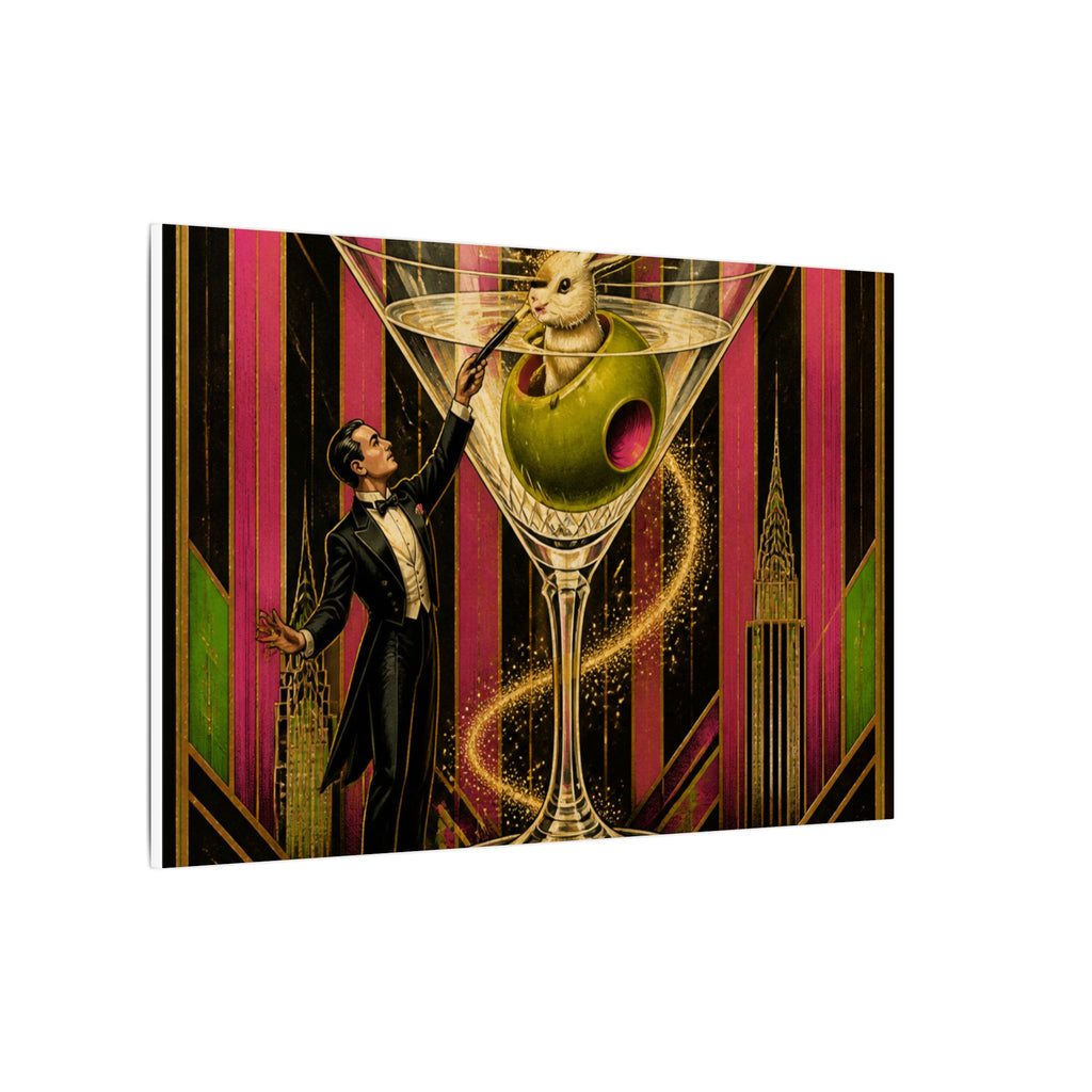Martini Magician Wall Art Canvas 24×36 Art Deco Bar Area Decor Maximalist Print