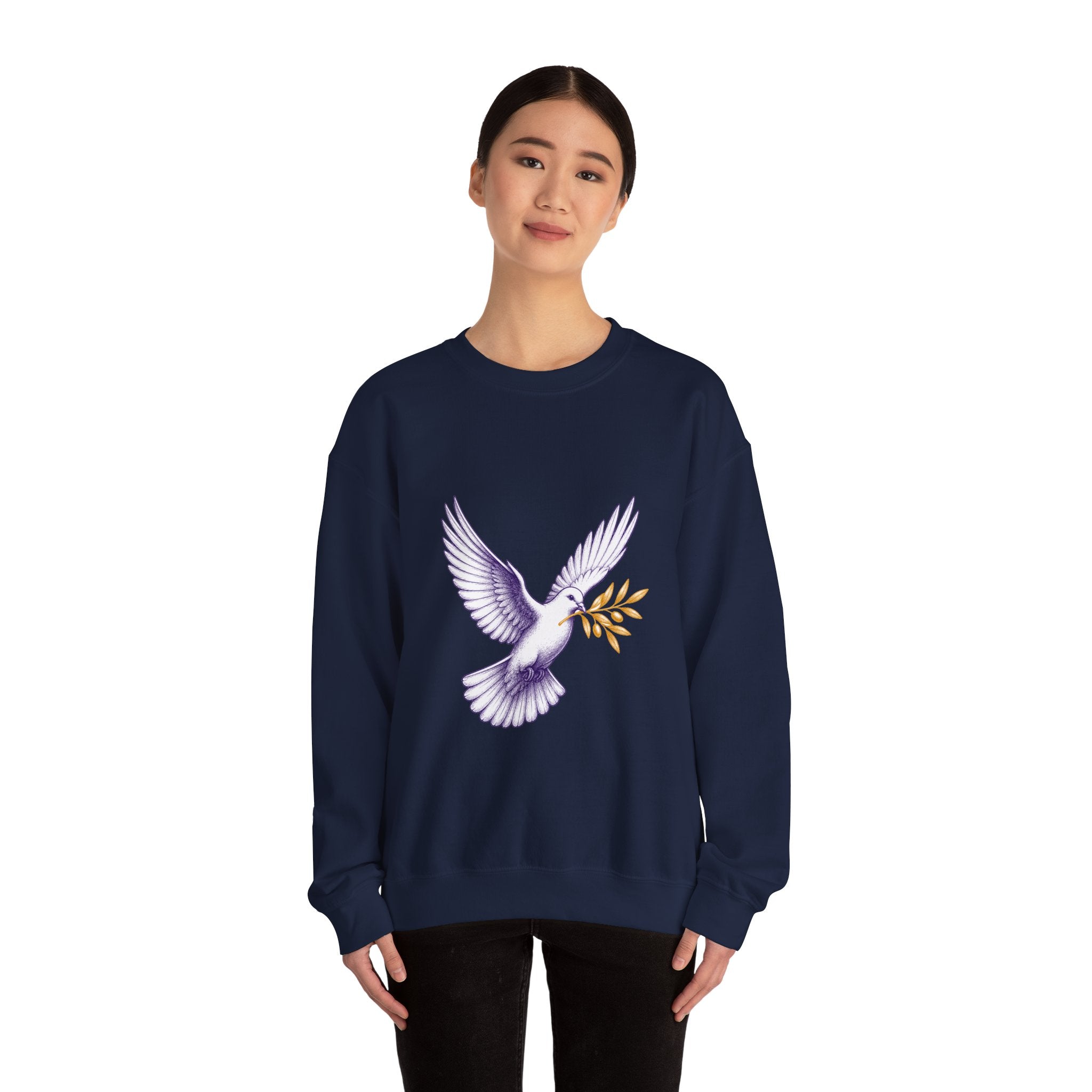 Matching Couple Sweatshirt - Wolf & Dove Matching Couple Crewneck Sweatshirt Hand-Drawn Art His Hers Best Friend Gift - Design B