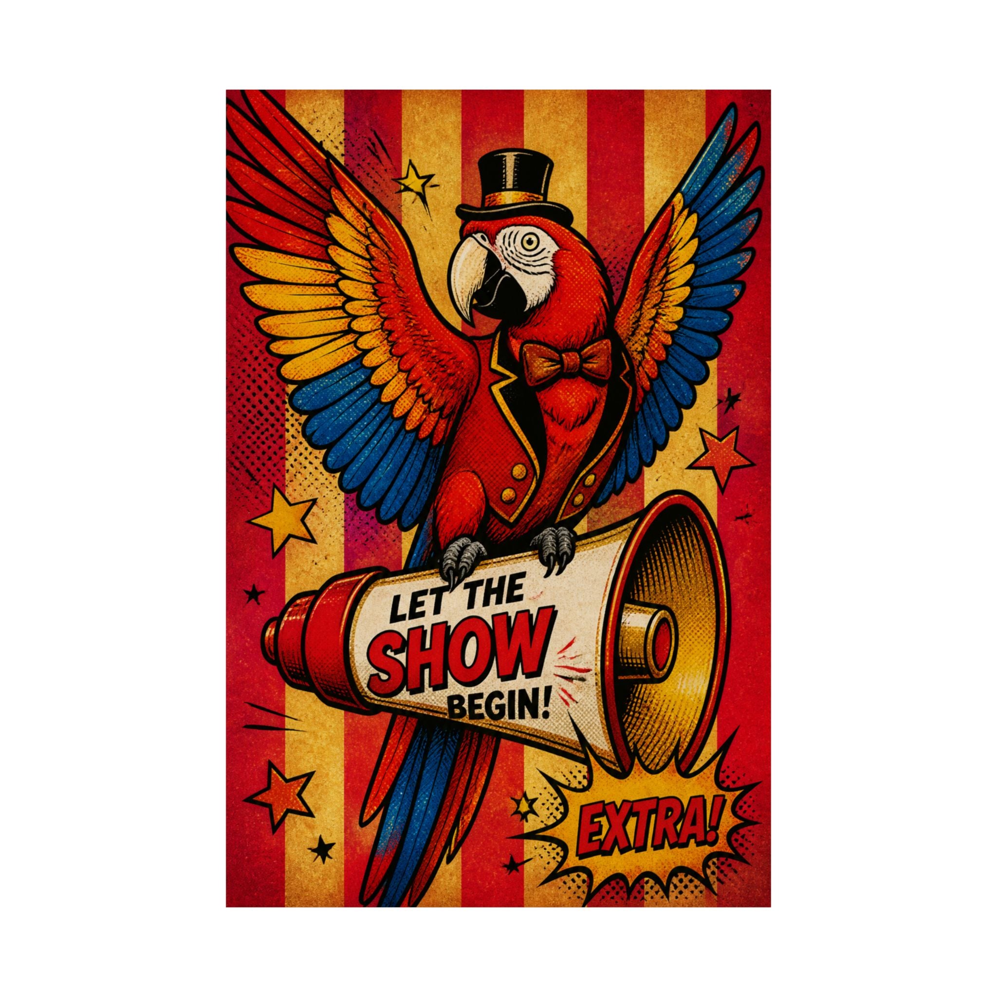 Parrot Ringmaster Wall Art Poster 24×36 Pop Art Restaurant Decor Maximalist Print