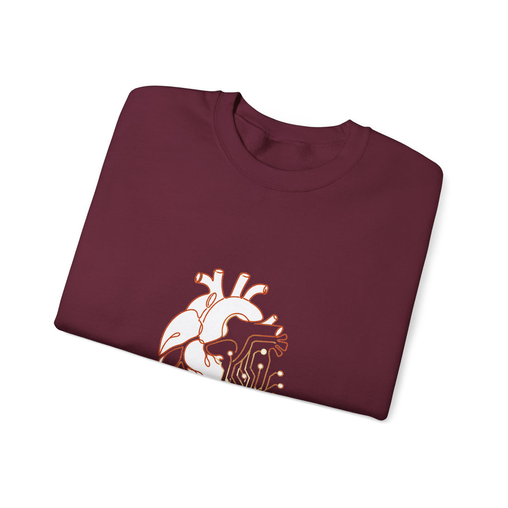Matching Couple Sweatshirt - Robot & Heart Matching Couple Crewneck Sweatshirt Minimalist Art His Hers Valentine Gift - Design B