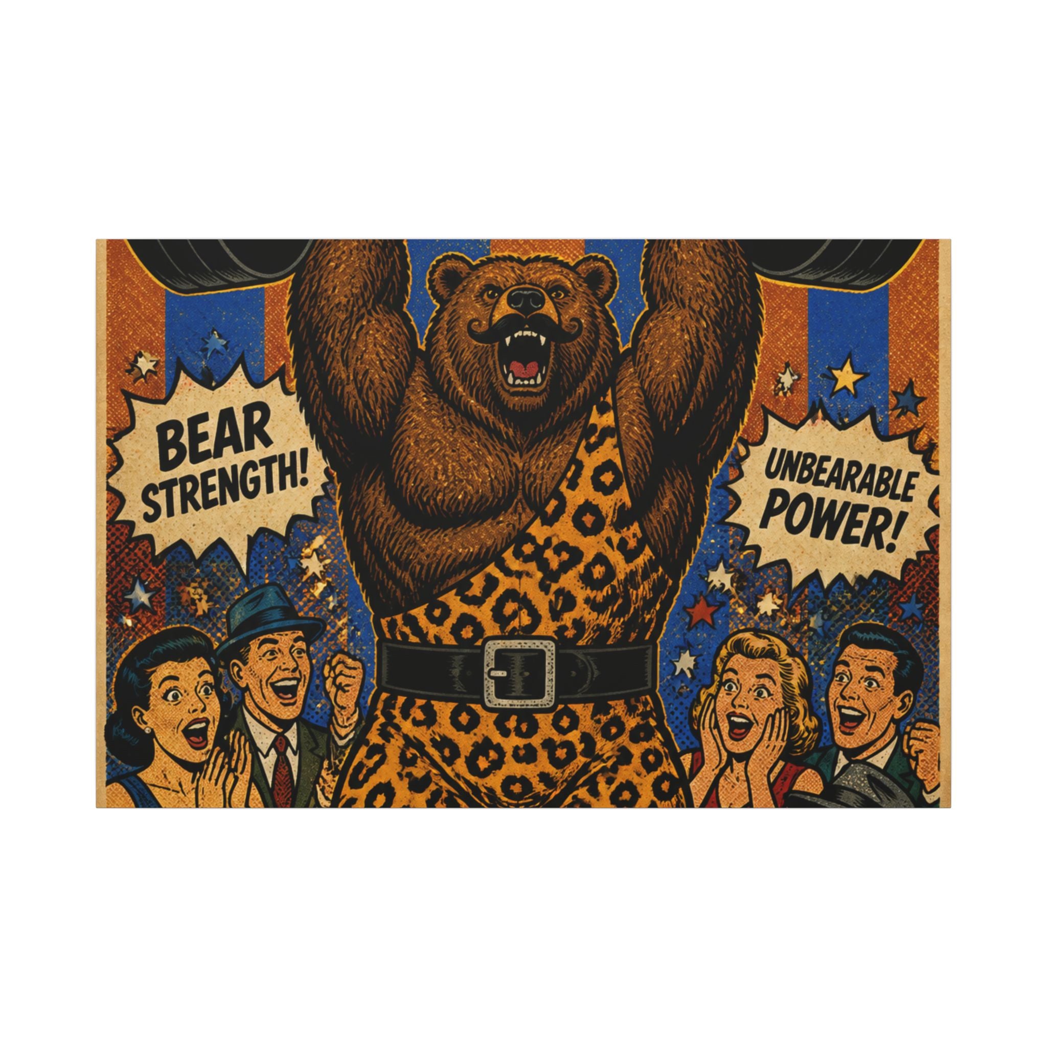 Strongman Bear Wall Art Canvas 16×20 Pop Art Living Room Decor Maximalist Print
