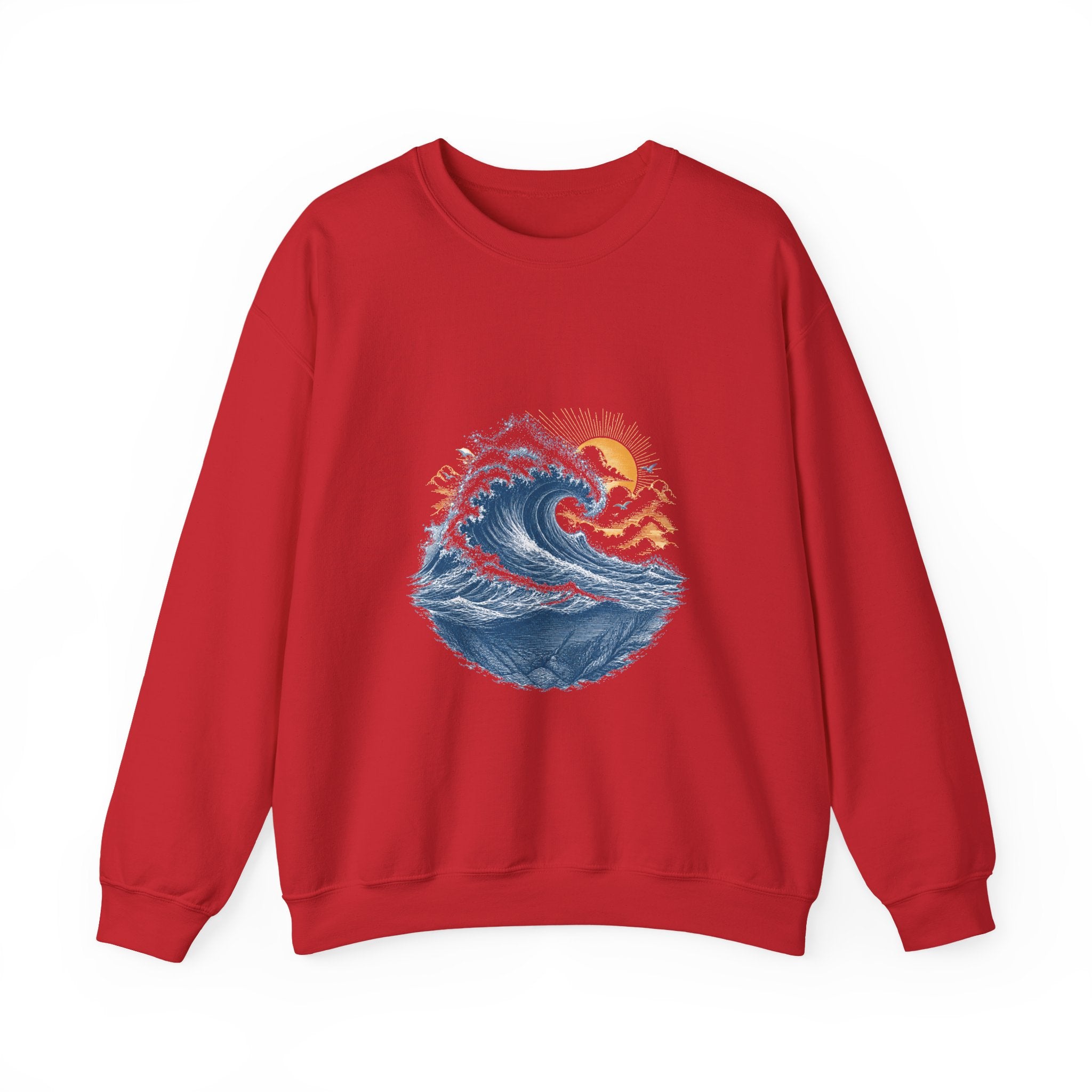 Matching Couple Sweatshirt - Mountain & Ocean Matching Couple Premium Fleece Sweatshirt Vintage Art His Hers Honeymoon Gift - Design B