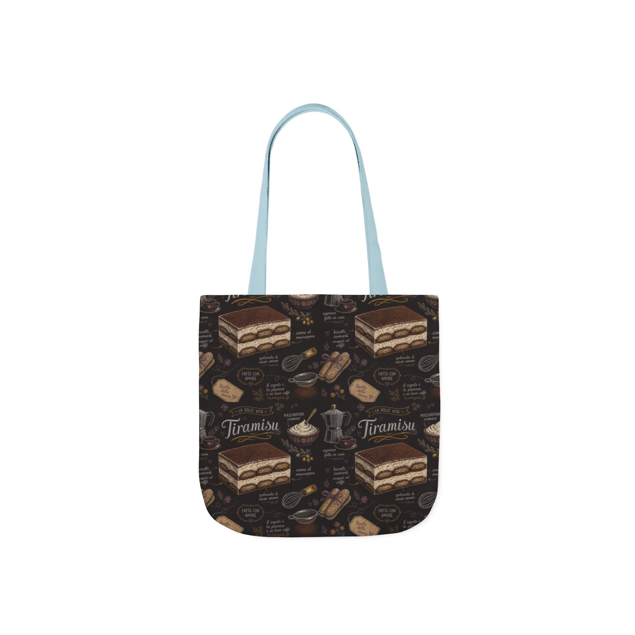 Tiramisu Layers Canvas Tote Bag Mediterranean Kitchen Chalk Art Design Italian Cottagecore Gift