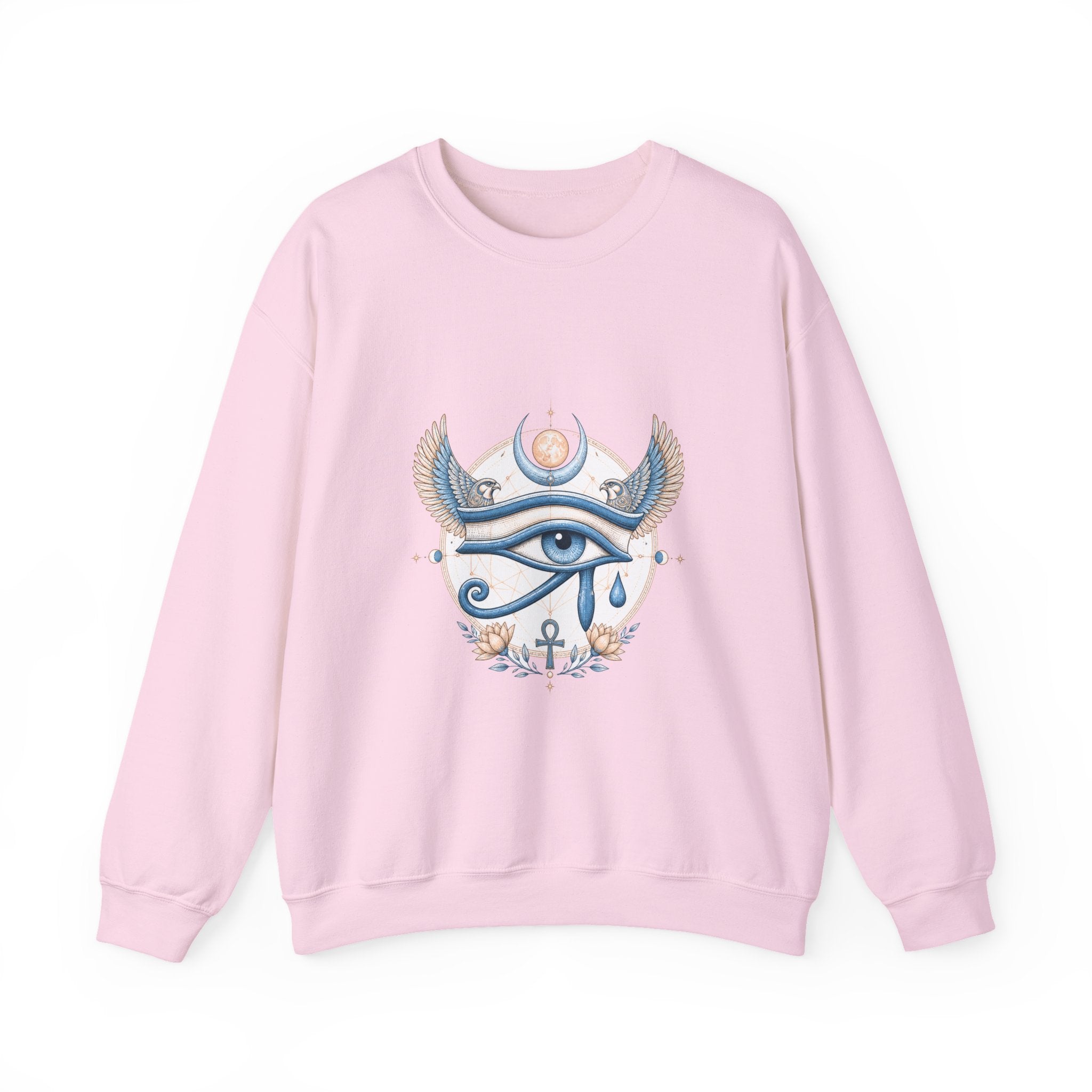 Matching Couple Sweatshirt - Eye of Ra & Horus Matching Couple Comfort Colors Crew Vintage Art His Hers Honeymoon Gift - Design B