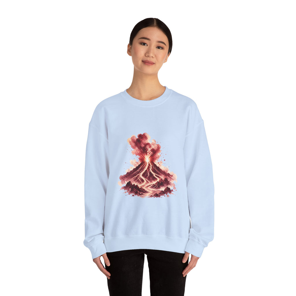 Matching Couple Sweatshirt - Volcano & Glacier Matching Couple Comfort Colors Crew Watercolor Art His Hers Birthday Gift - Design A